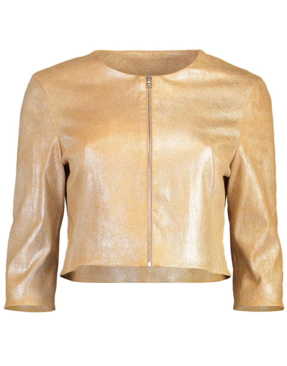 SUSAN BENDER-Stretch Leather Cardigan Jacket - Suede-