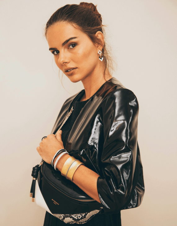 SUSAN BENDER-Patent Leather Cardigan-