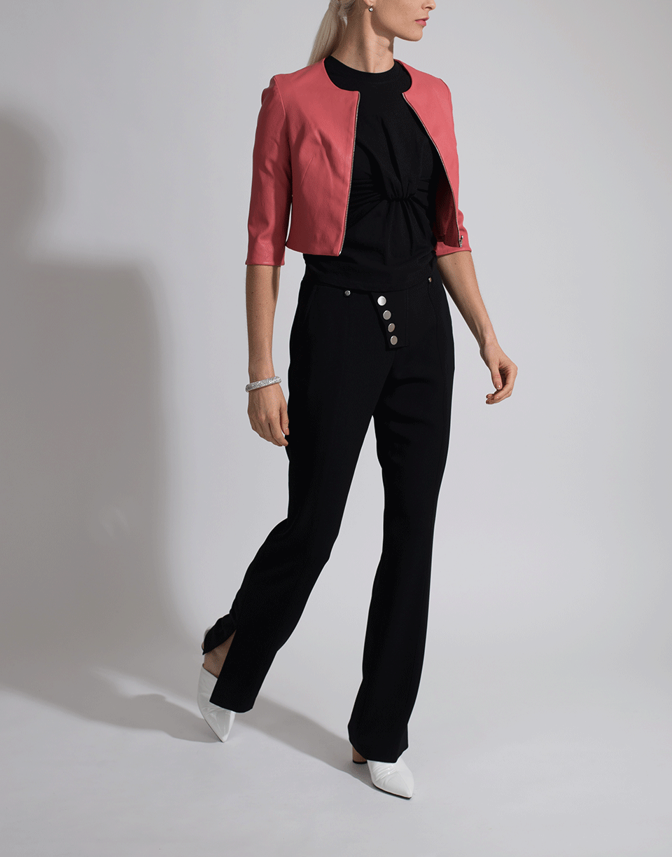 SUSAN BENDER-Peony Stretch Leather Cardigan-