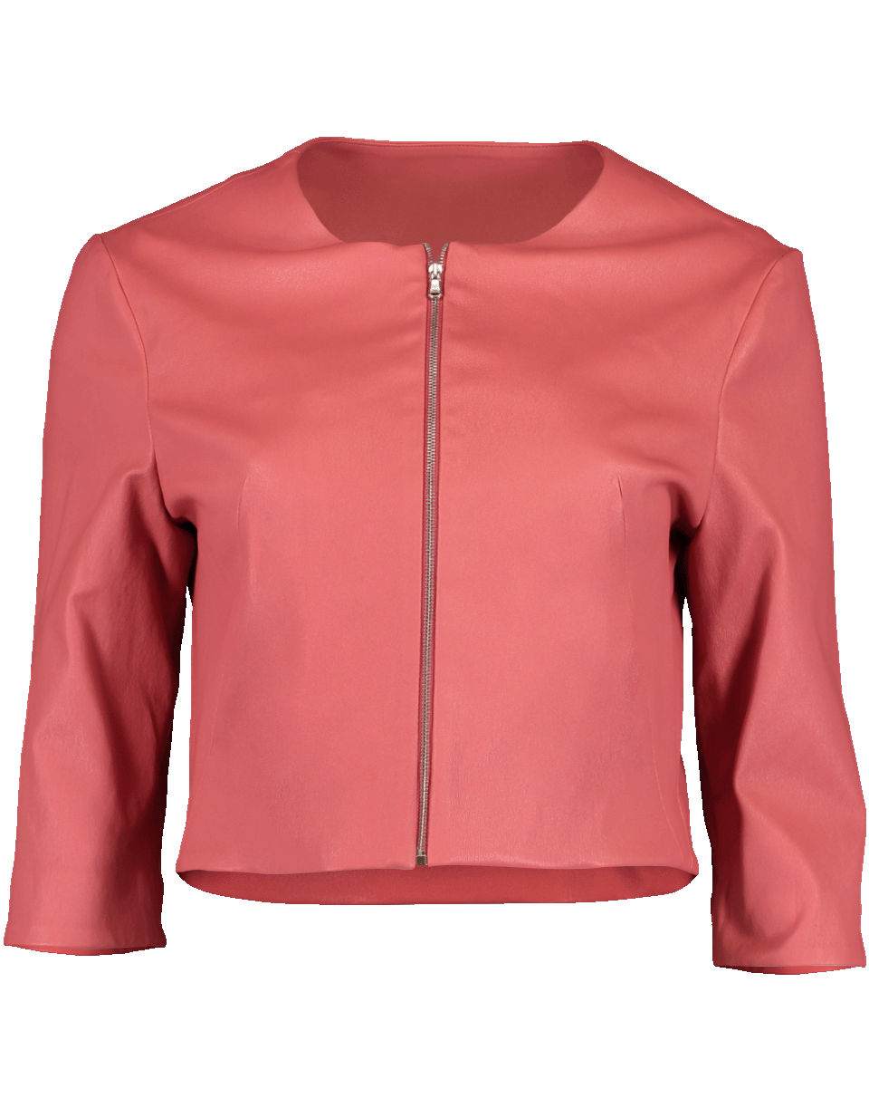 SUSAN BENDER-Peony Stretch Leather Cardigan-