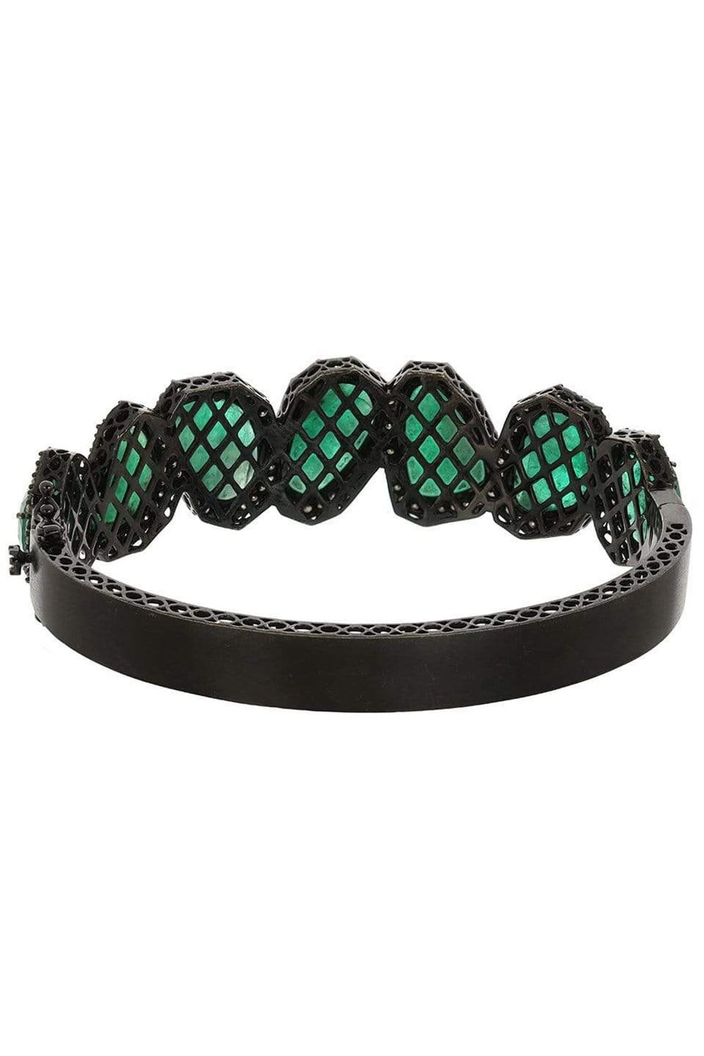 SUTRA-Sliced Emerald and Diamond-Bracelet-BLCK GLD
