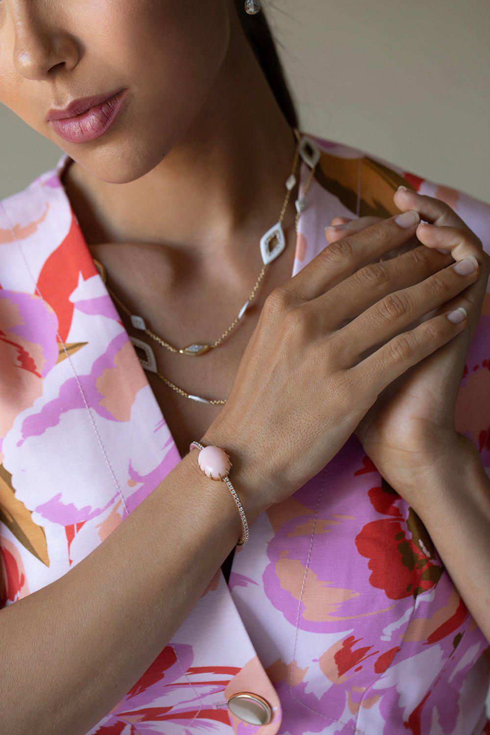 SUTRA-Diamond Angelskin Coral Bracelet-ROSE GOLD