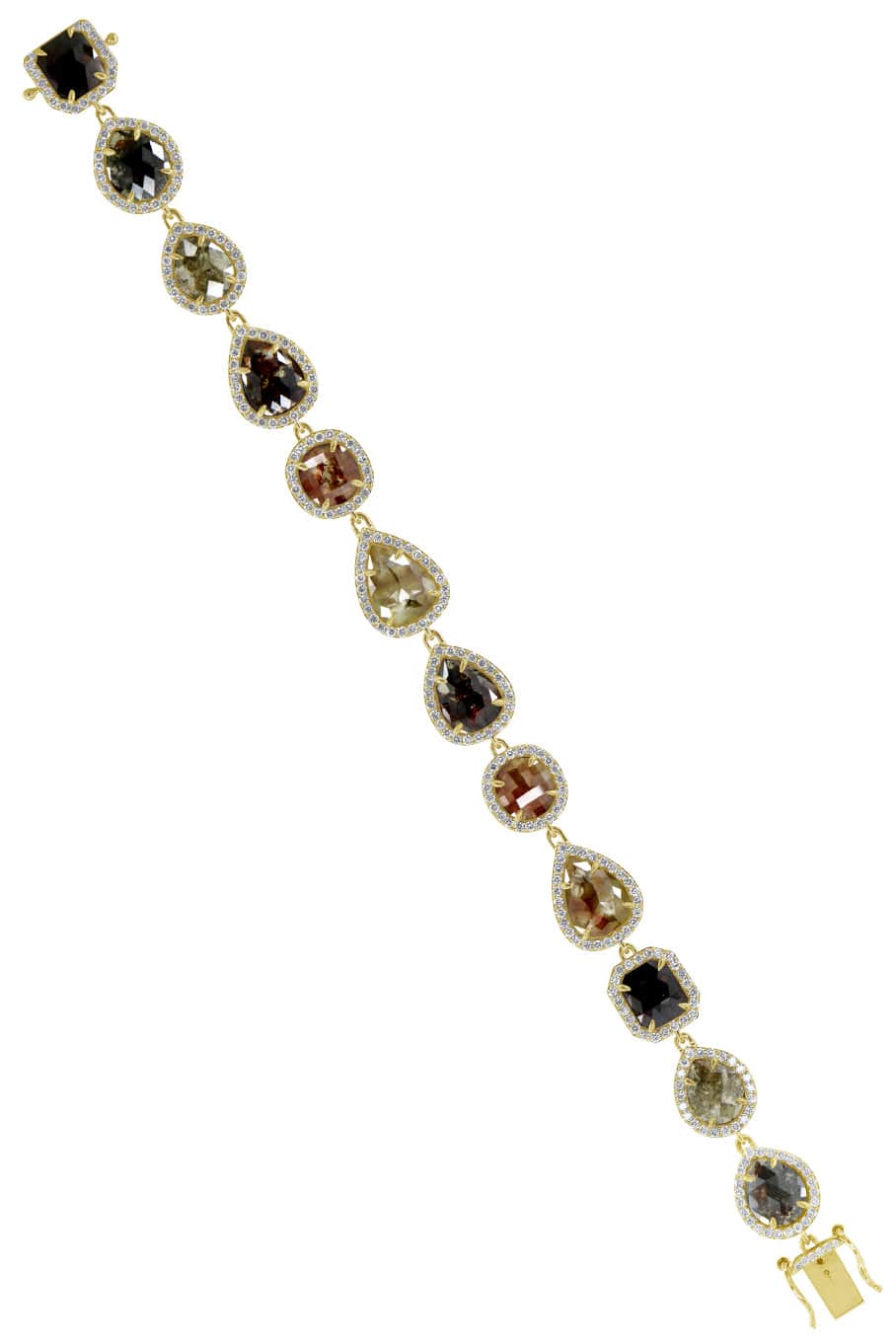 SUTRA-Mixed Shape Rough Cut Diamond Bracelet-YELLOW GOLD