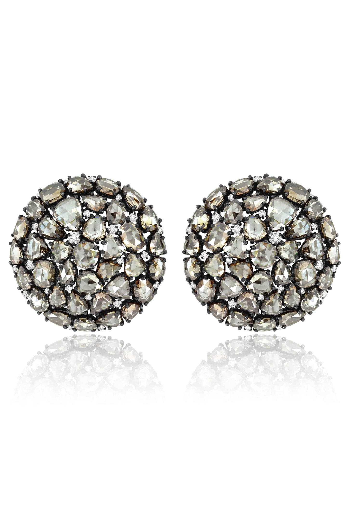 SUTRA-Champagne Diamond Stud Earrings-BLACK GOLD