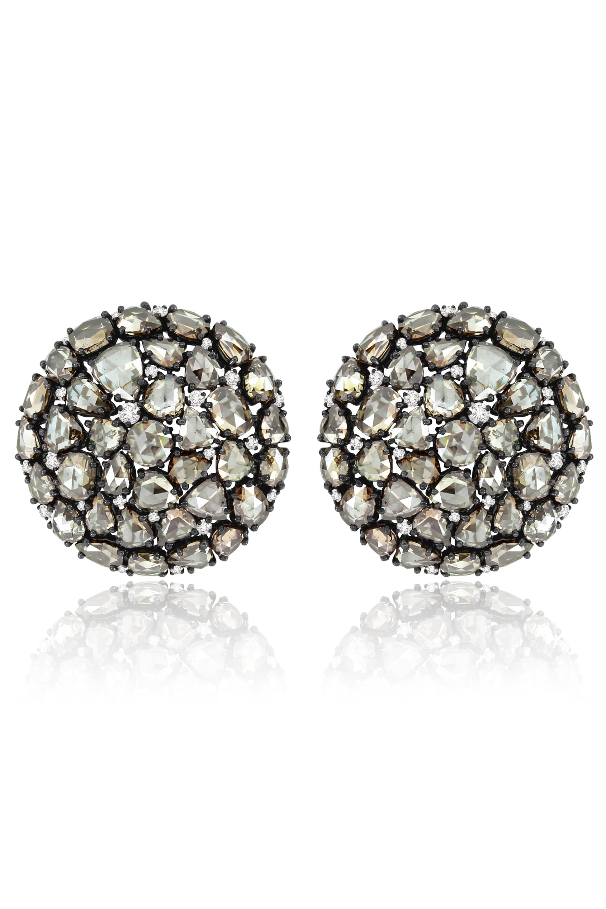 SUTRA-Champagne Diamond Stud Earrings-BLACK GOLD