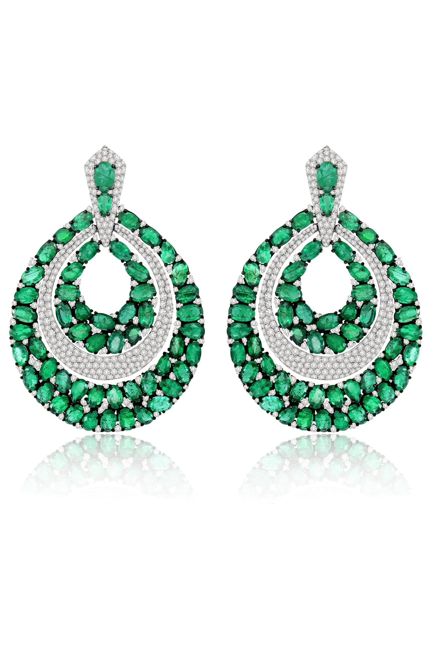 SUTRA-Emerald and Diamond Earrings-BLACK GOLD