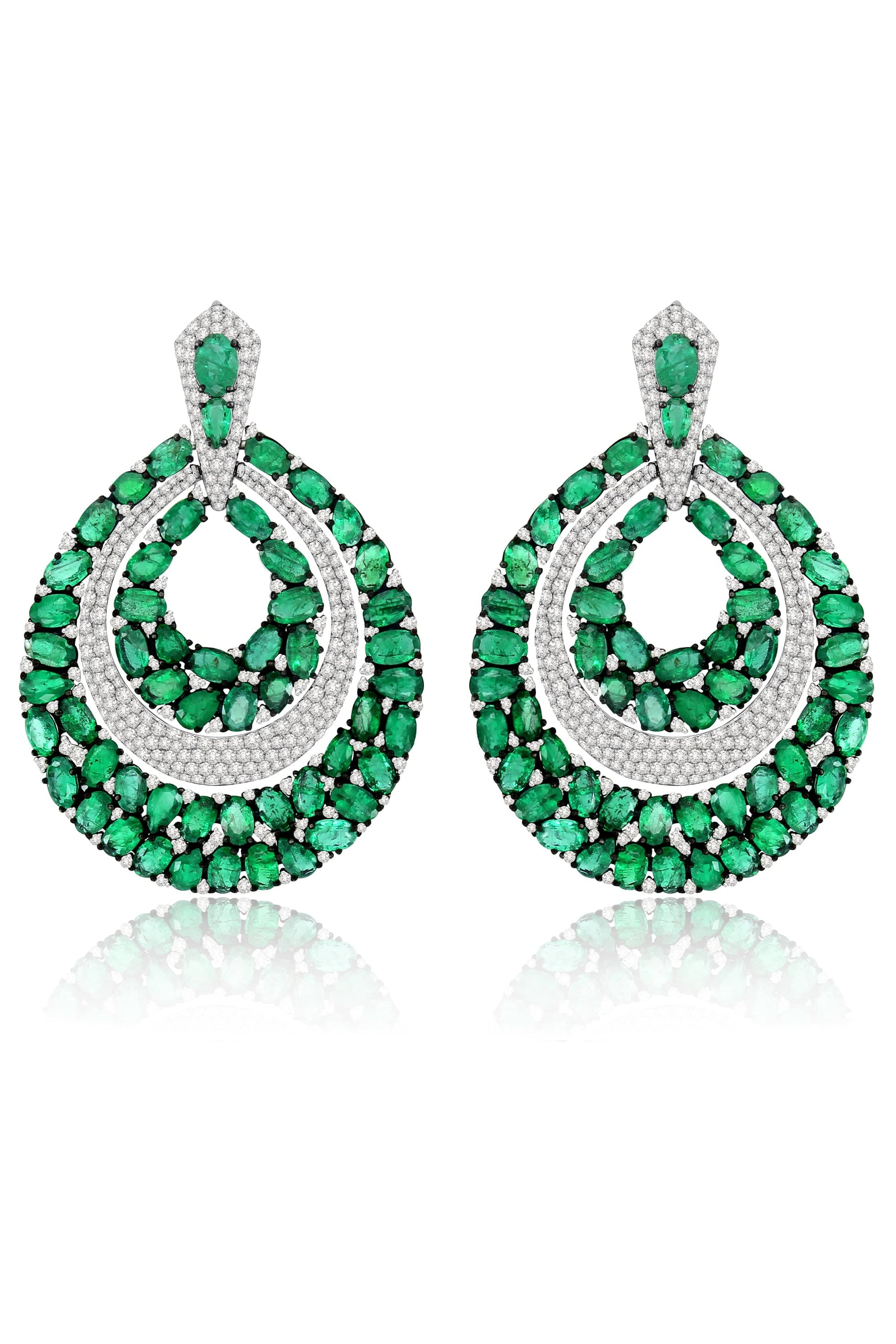 SUTRA-Emerald and Diamond Earrings-BLACK GOLD