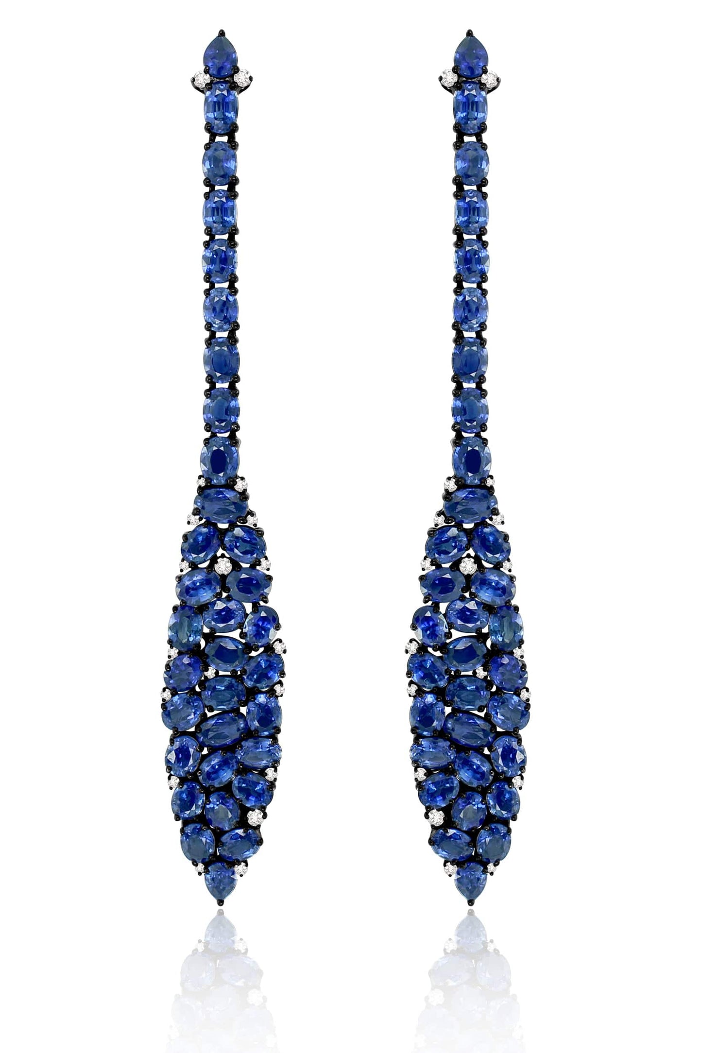 SUTRA-Mosaic Blue Sapphire Earrings-BLACK GOLD