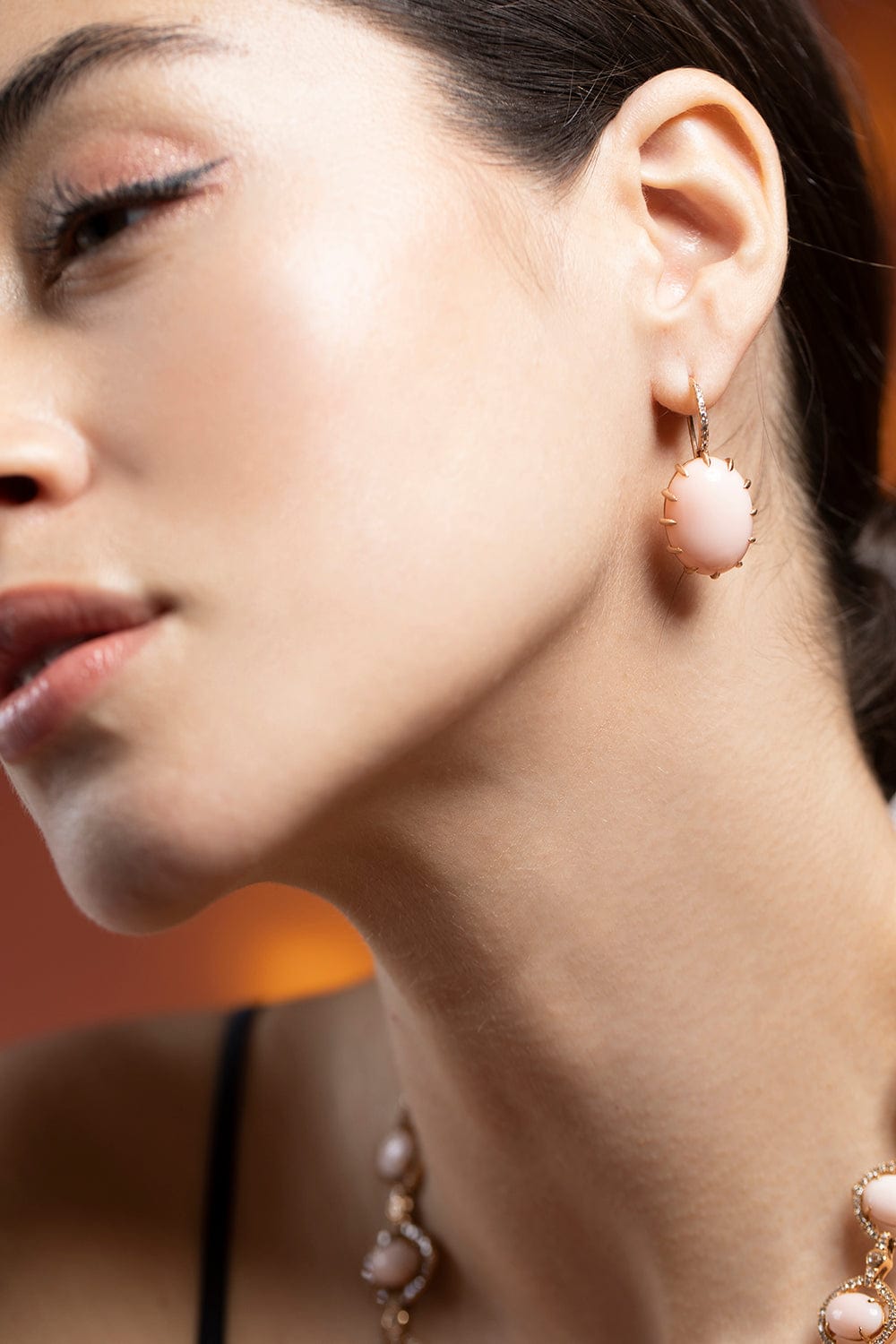 SUTRA-Angelskin Coral Drop Earrings-ROSE GOLD