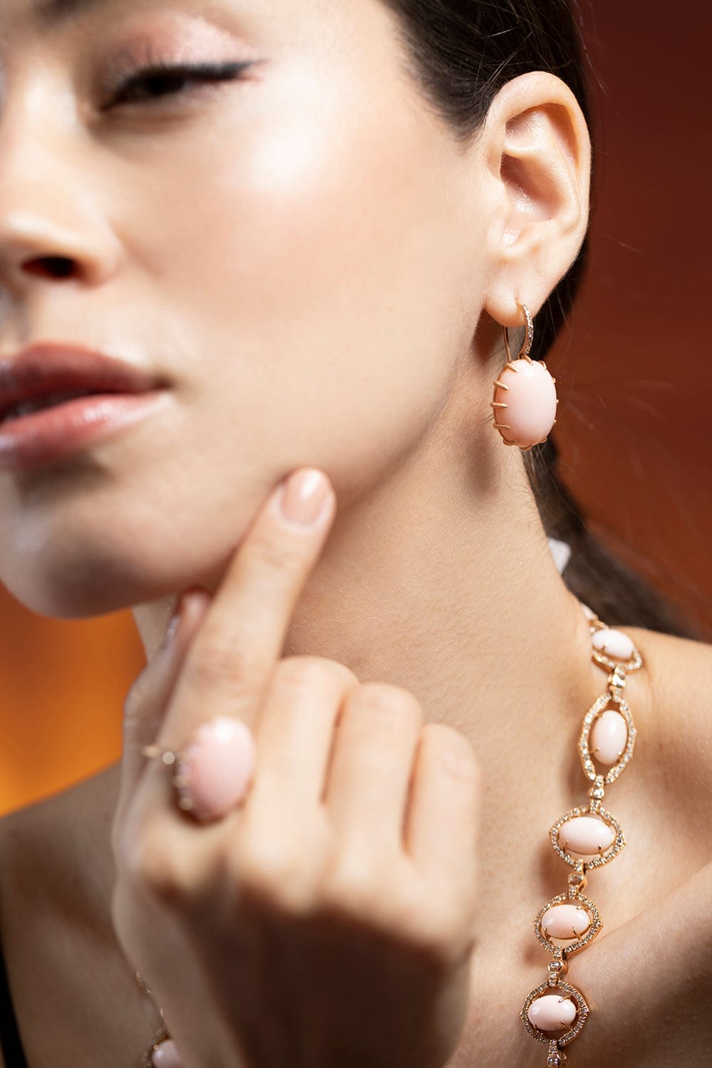 SUTRA-Angelskin Coral Drop Earrings-ROSE GOLD