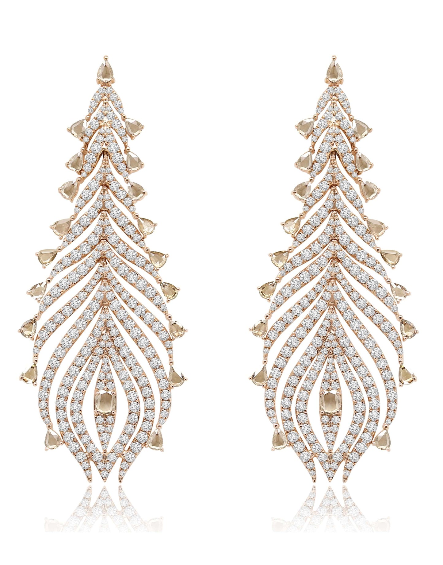 SUTRA-Diamond Feather Earrings - Rose Gold-ROSE GOLD