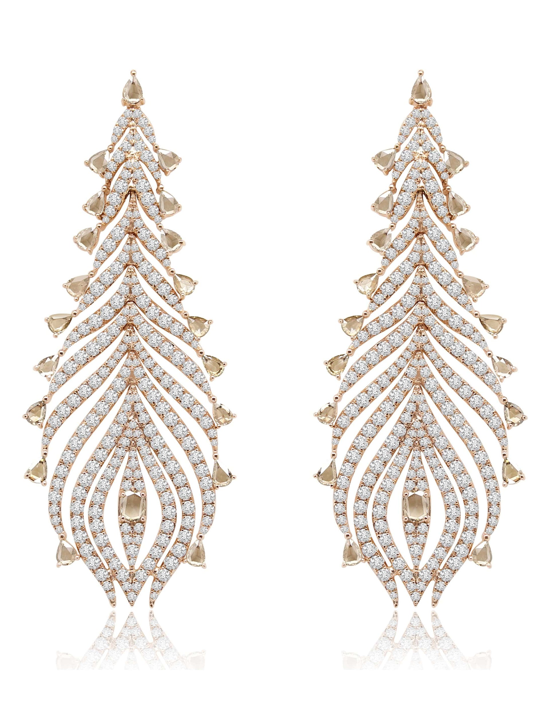 SUTRA-Diamond Feather Earrings - Rose Gold-ROSE GOLD