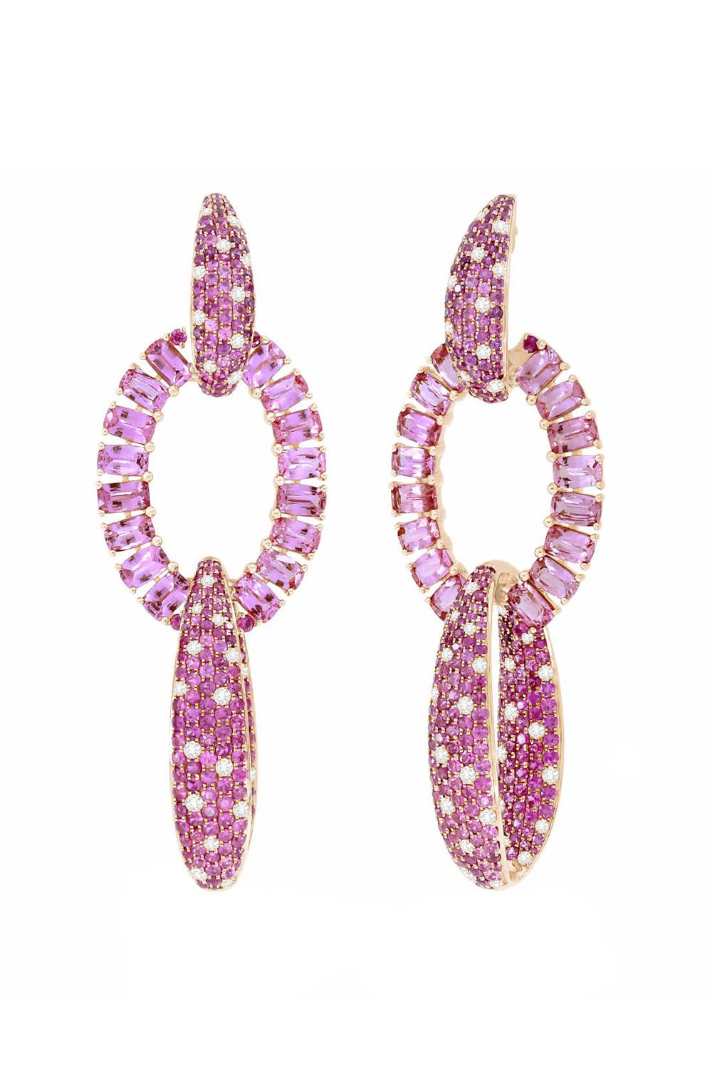 SUTRA-Pink Sapphire Diamond Earrings-ROSE GOLD