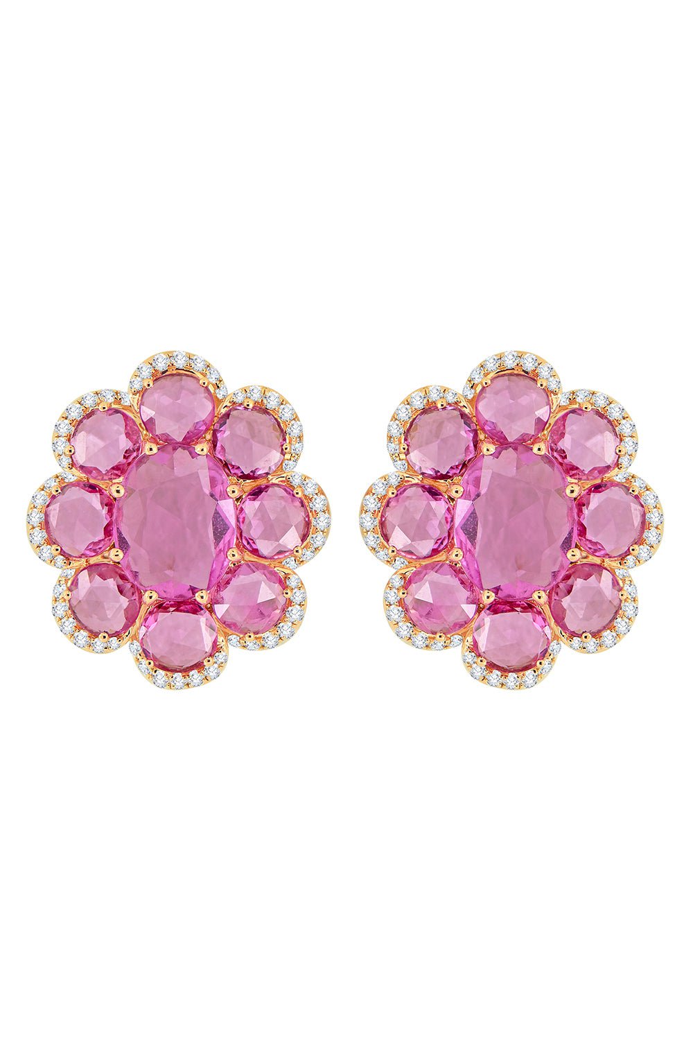 SUTRA-Pink Sapphire Florette Earrings-ROSE GOLD