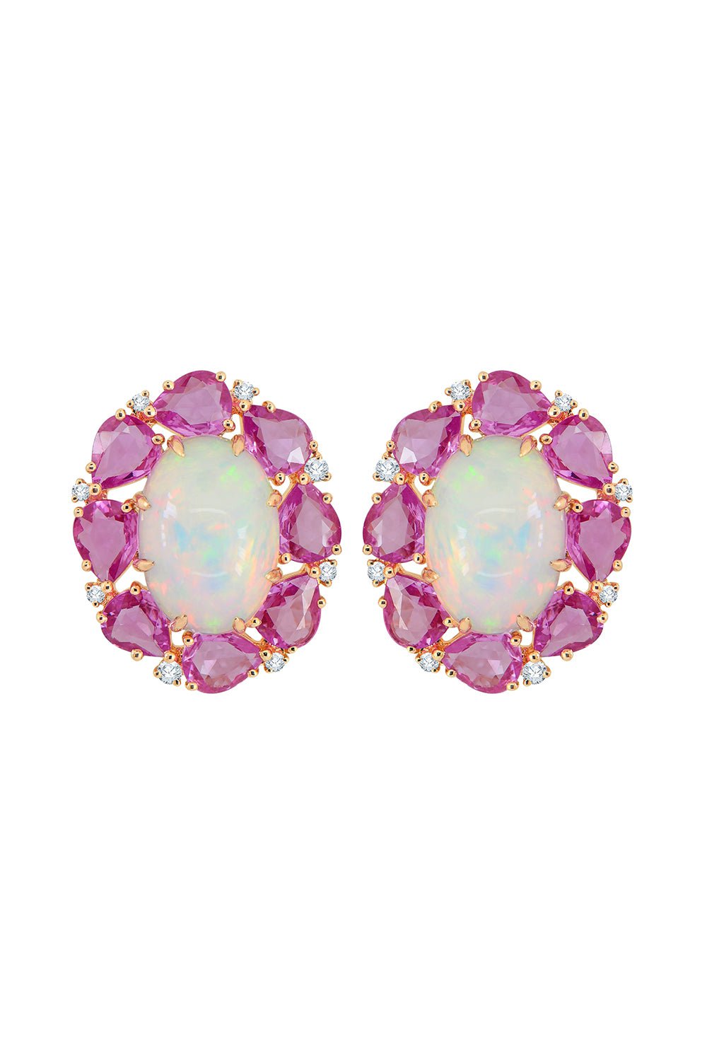 SUTRA-Pink Sapphire Opal Earrings-ROSE GOLD