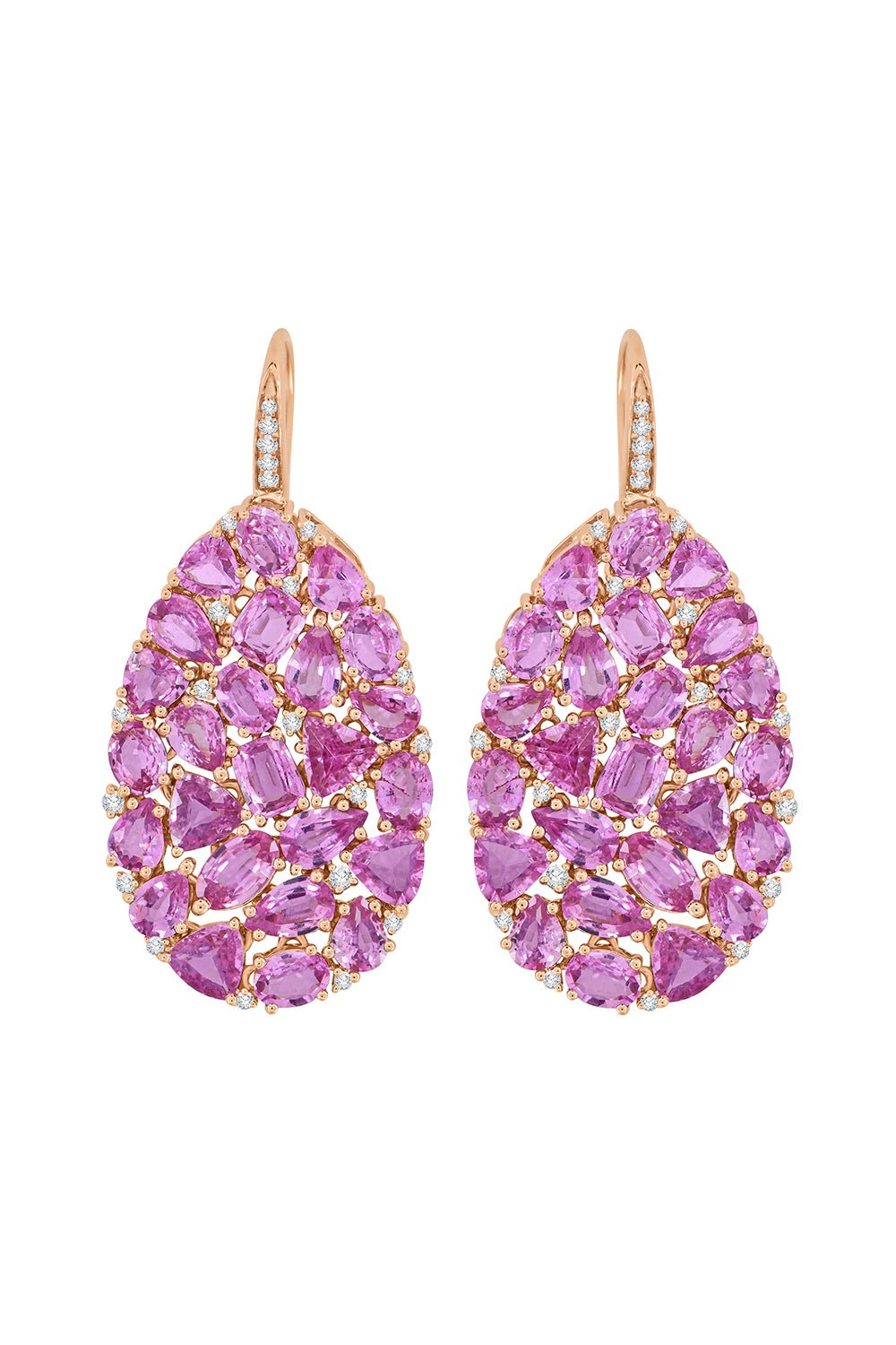 SUTRA-Pink Sapphire Pear Earrings-ROSE GOLD