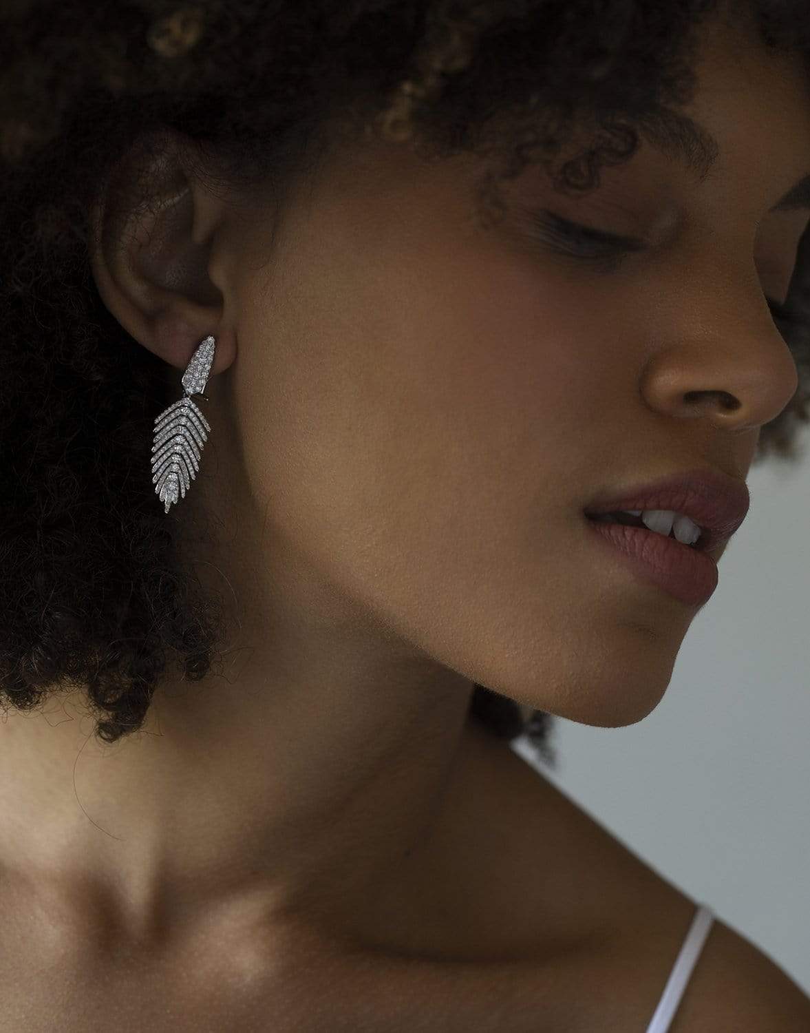 SUTRA-Diamond Feather Earrings - White Gold-WHITE GOLD