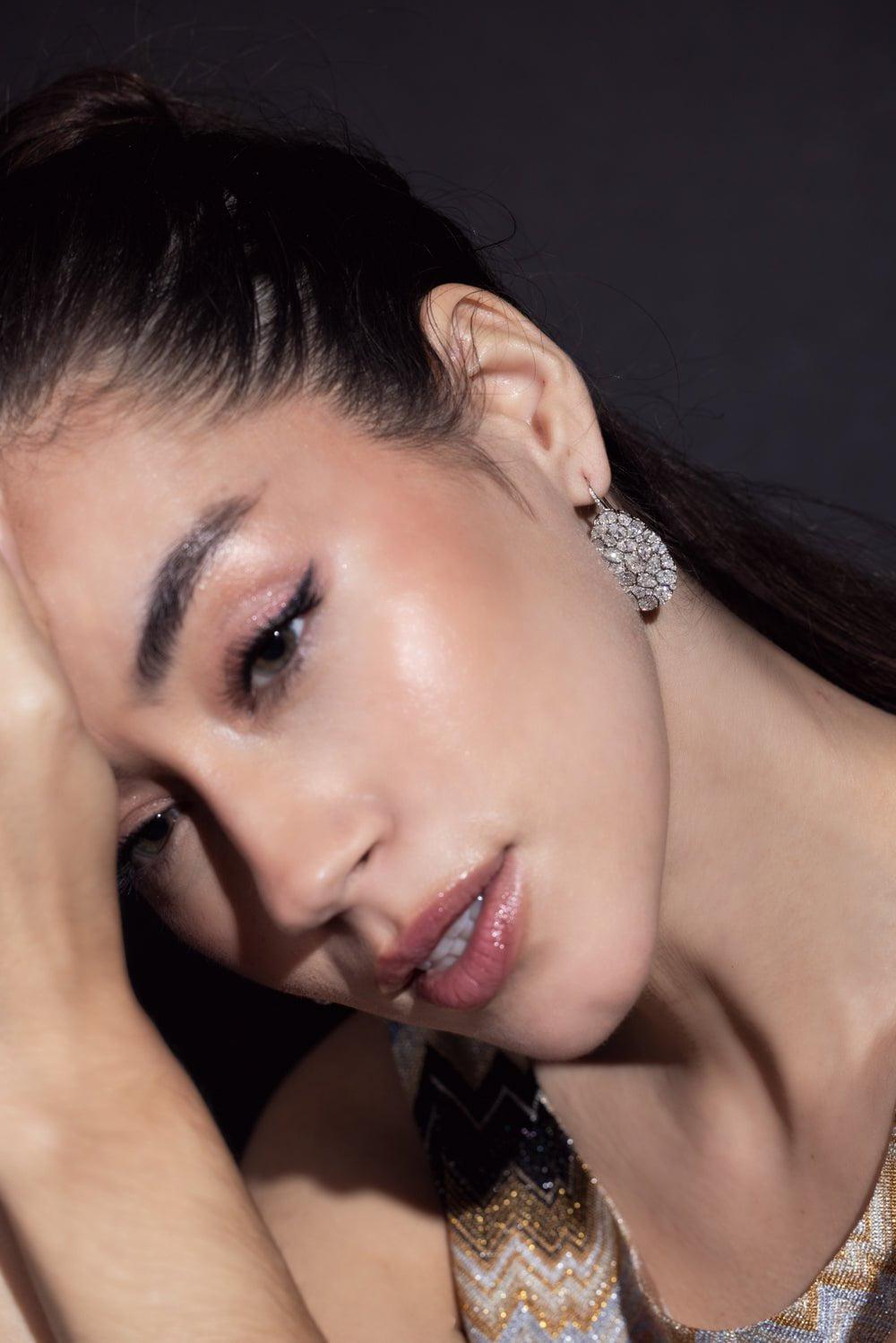 SUTRA-Diamond Pear Earrings-WHITE GOLD