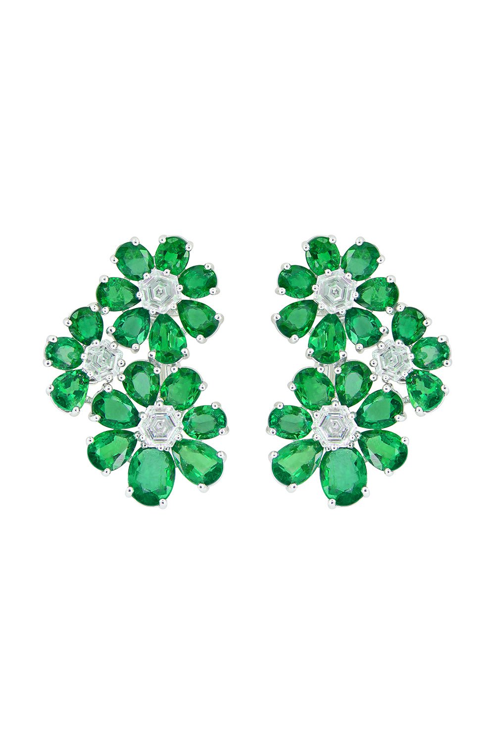 SUTRA-Emerald Diamond Earrings-WHITE GOLD