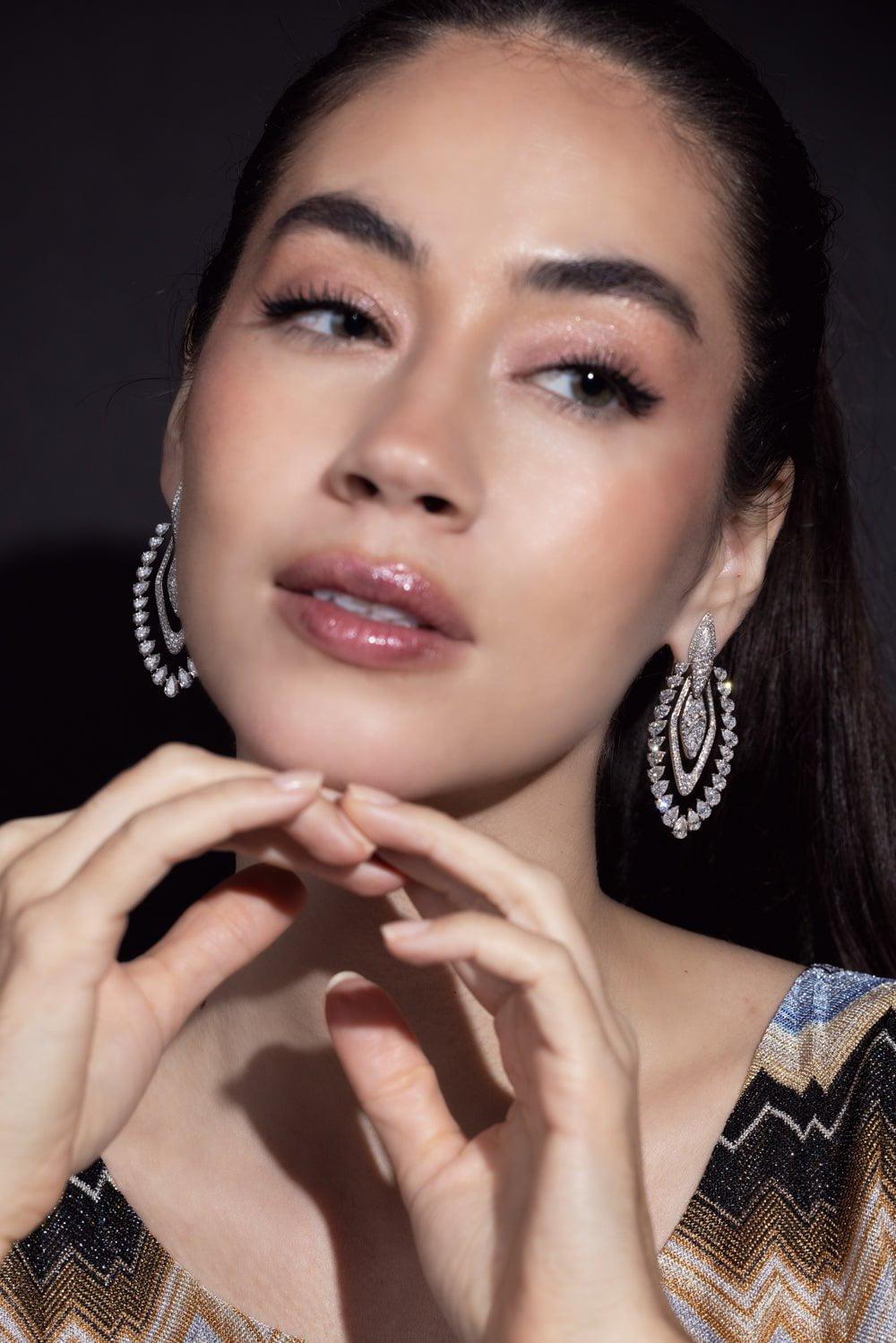 SUTRA-Full Cut Diamond Earrings-WHITE GOLD