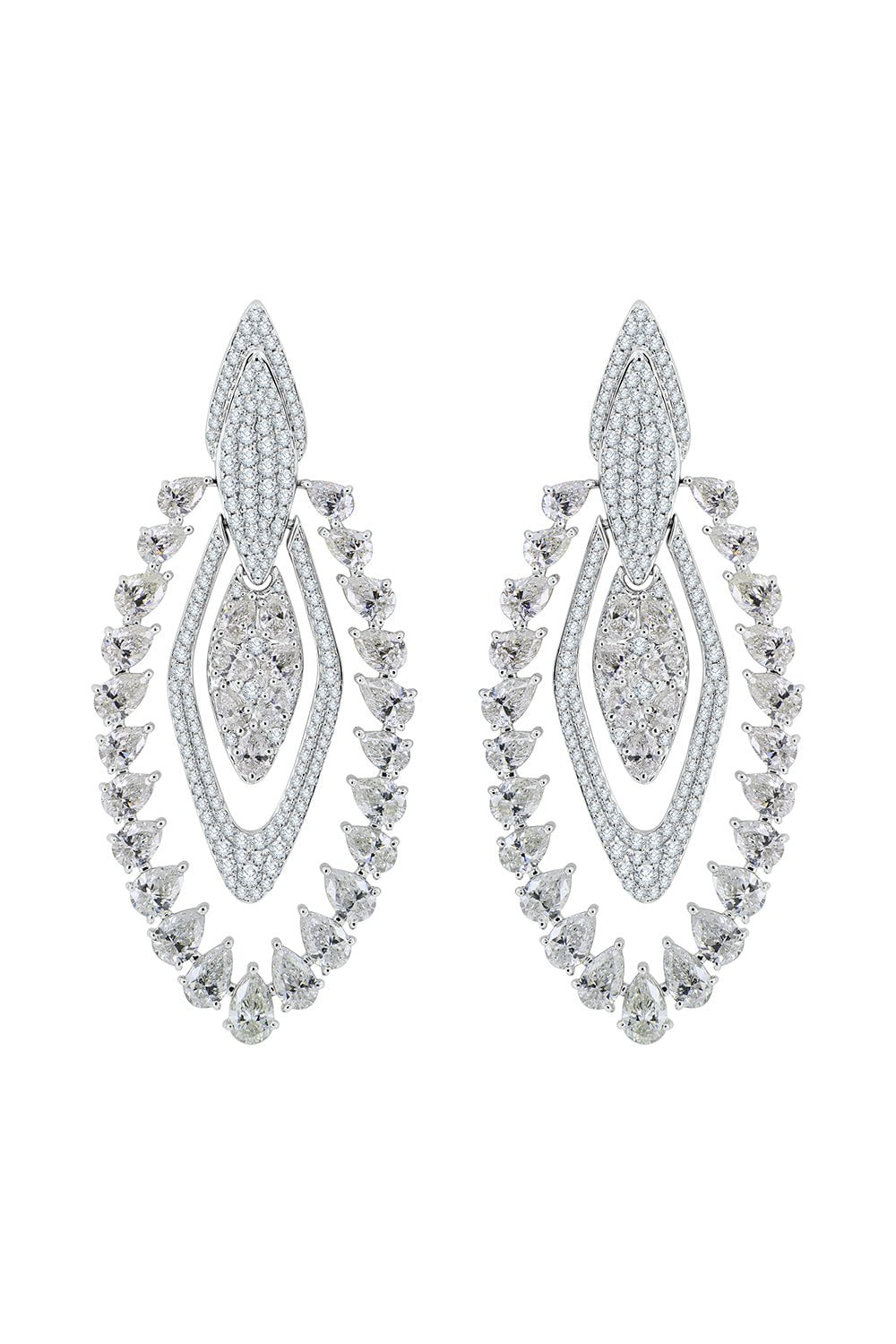 SUTRA-Full Cut Diamond Earrings-WHITE GOLD