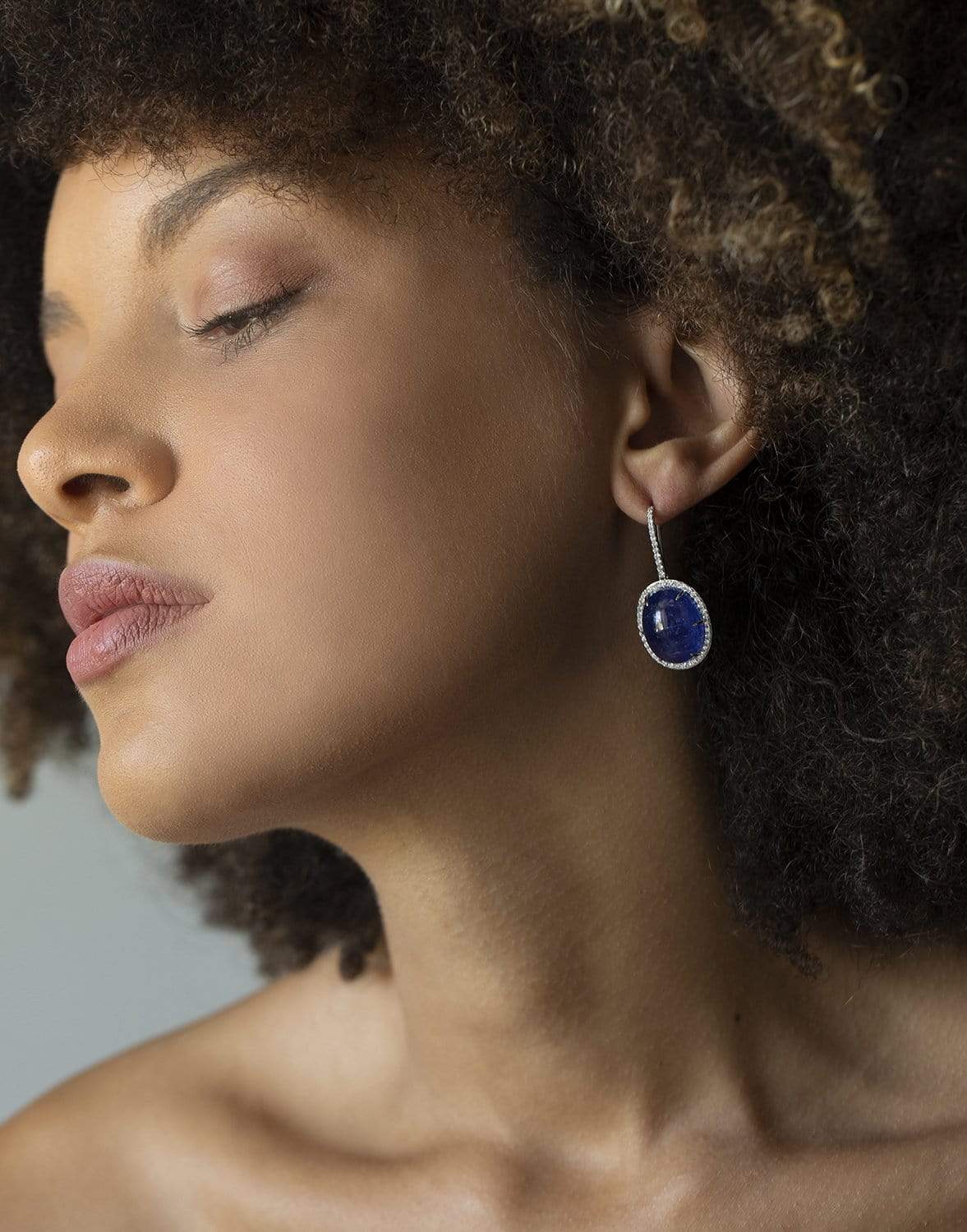 SUTRA-Tanzanite & Diamond Drop Earrings-WHITE GOLD