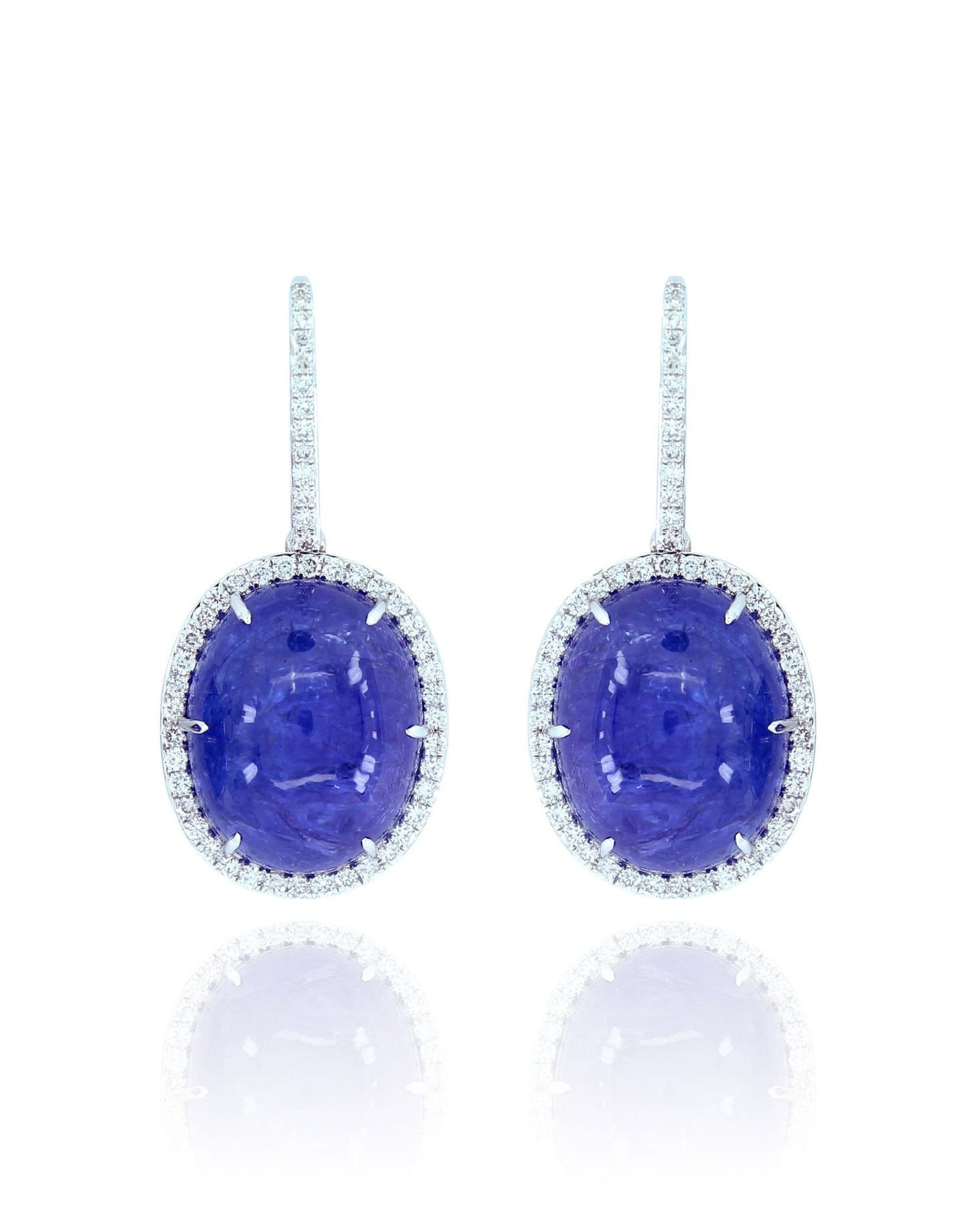 SUTRA-Tanzanite & Diamond Drop Earrings-WHITE GOLD