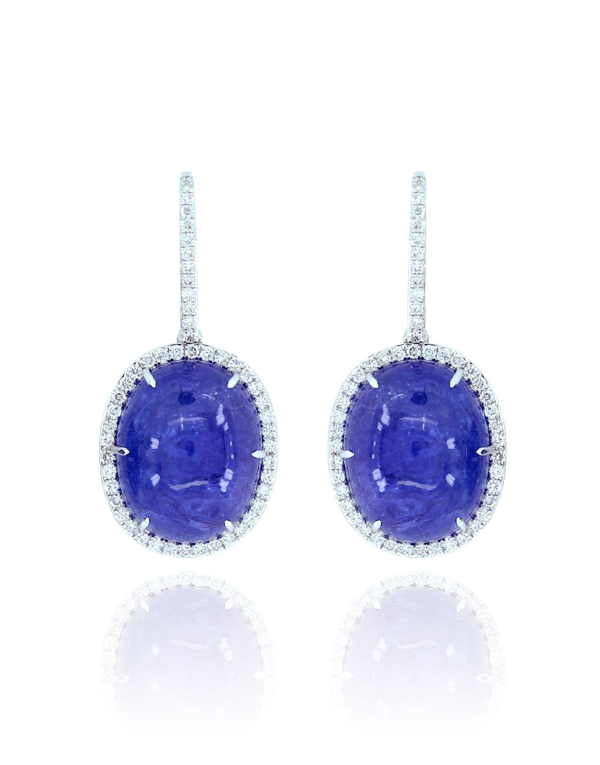 SUTRA-Tanzanite & Diamond Drop Earrings-WHITE GOLD