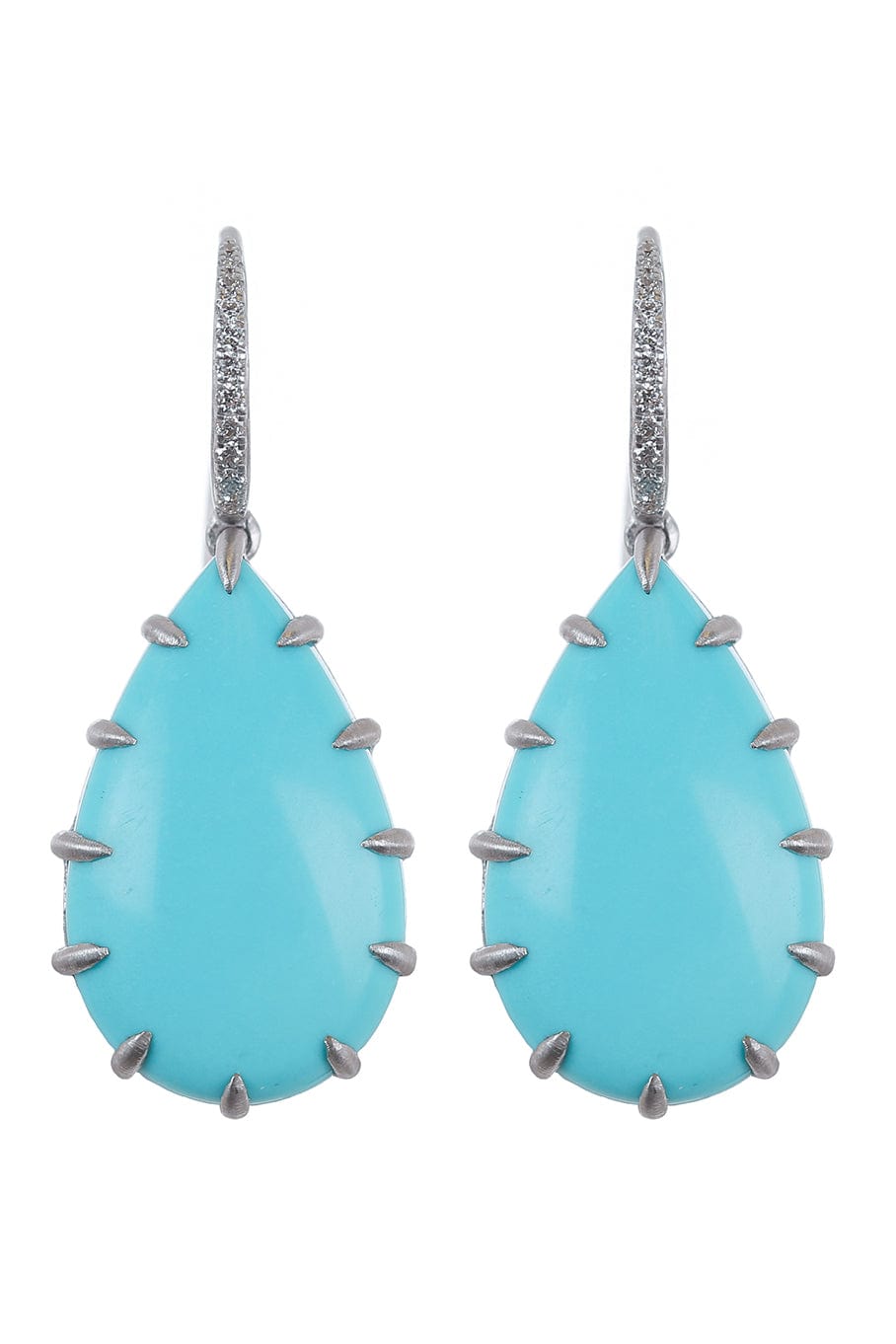 SUTRA-Turquoise Drop Earrings-WHITE GOLD