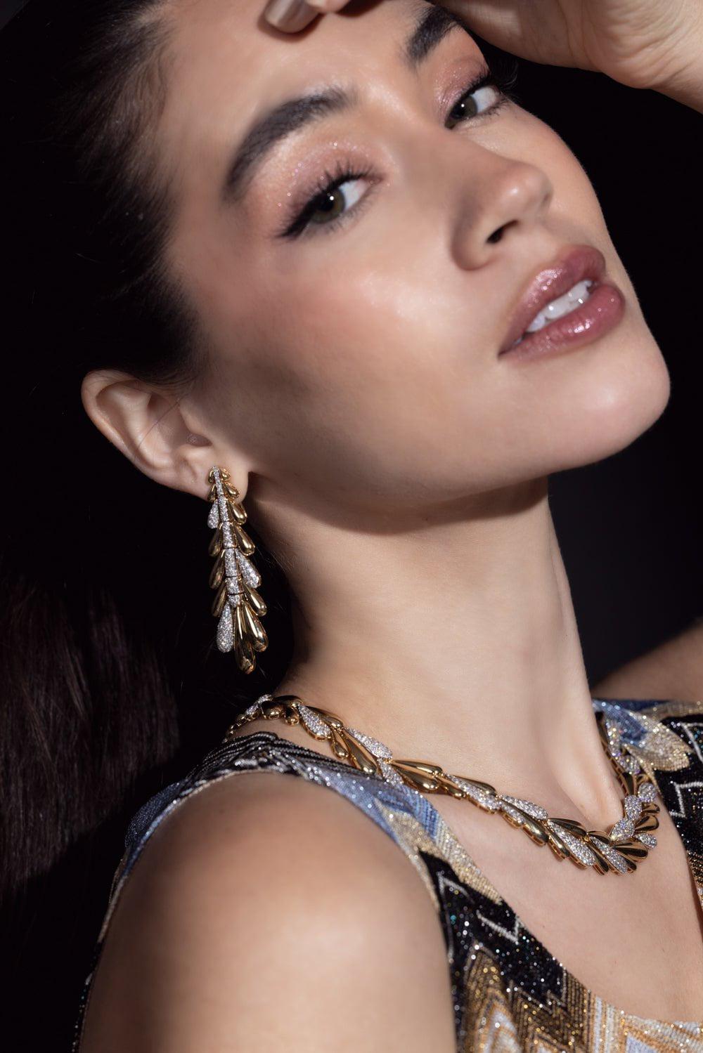 SUTRA-Diamond Drop Earrings-YELLOW GOLD