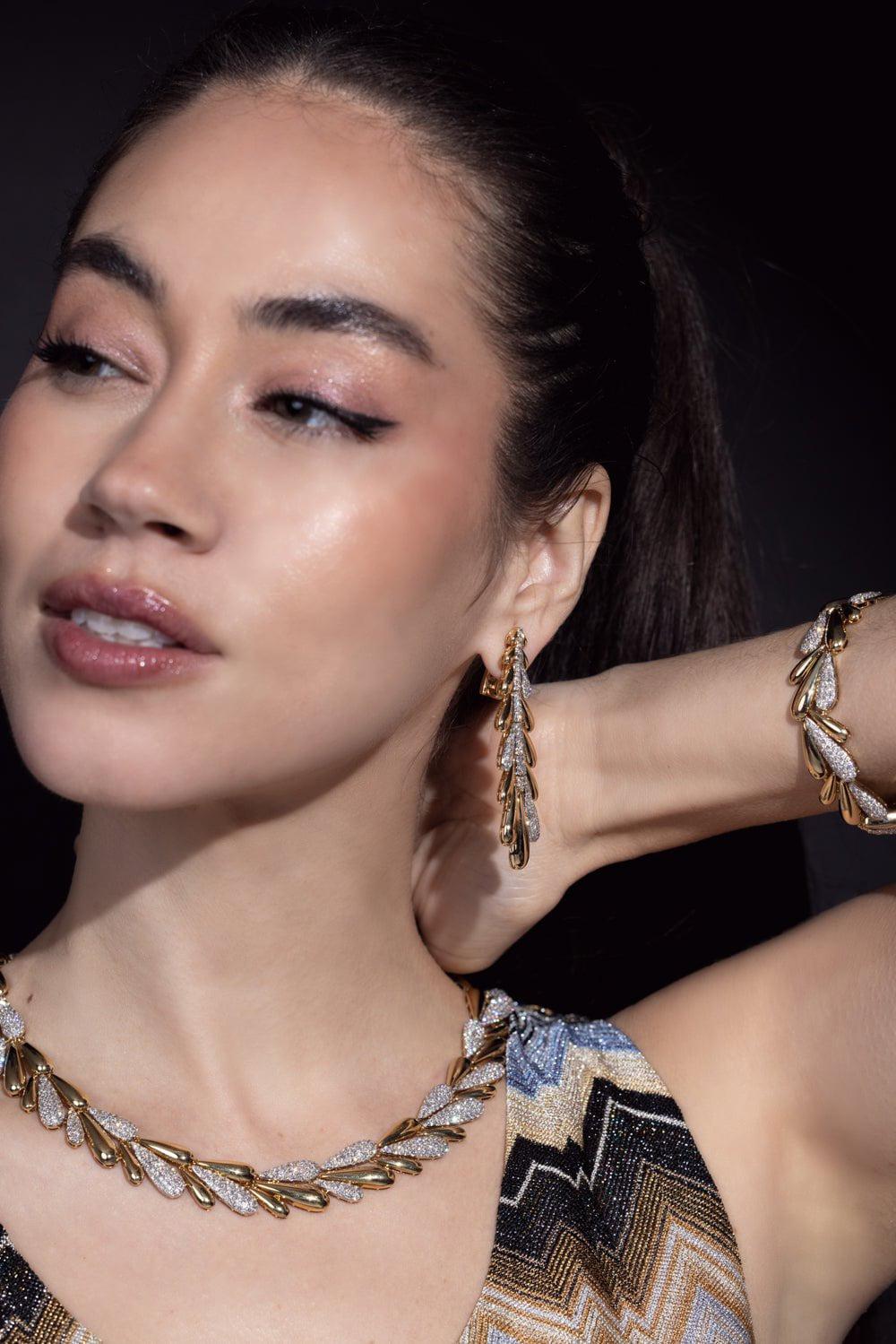 SUTRA-Diamond Drop Earrings-YELLOW GOLD