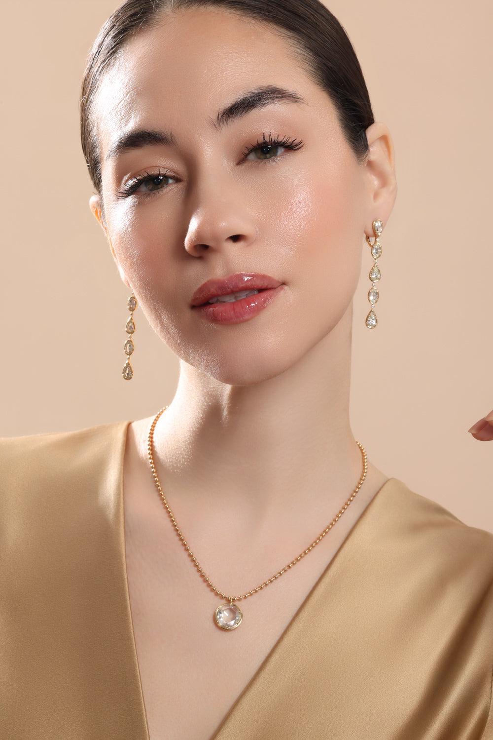 Diamond Five Drop Earrings-YELLOW GOLD-JEWELRYFINE JEWELEARRING-SUTRA