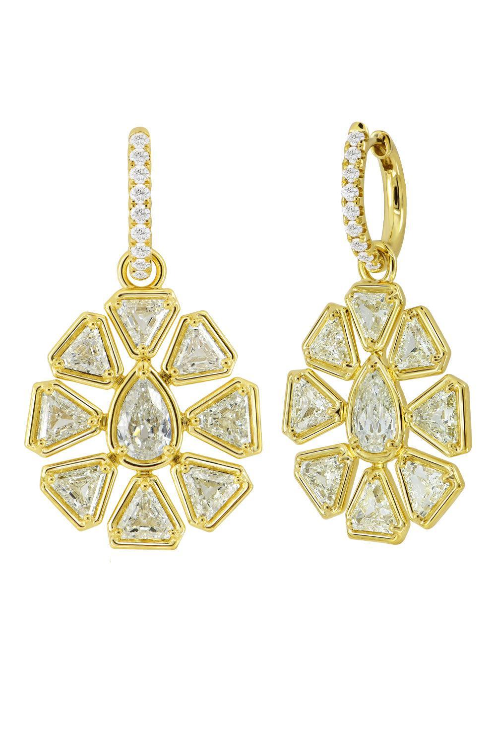 Diamond Halo Shield Earrings-YELLOW GOLD-JEWELRYFINE JEWELEARRING-SUTRA