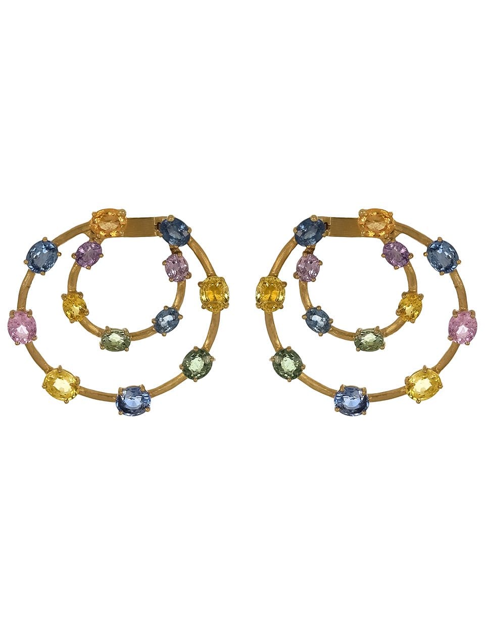 SUTRA-Double Circle Sapphire Earrings-YELLOW GOLD