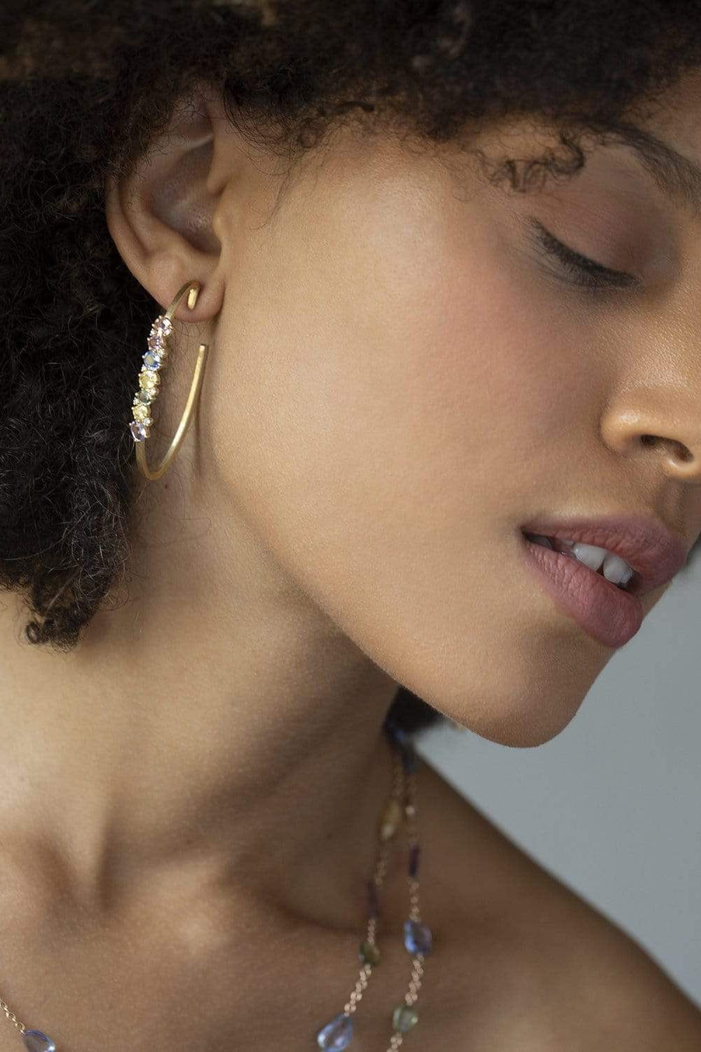 SUTRA-Multi Sapphire Earrings-YELLOW GOLD