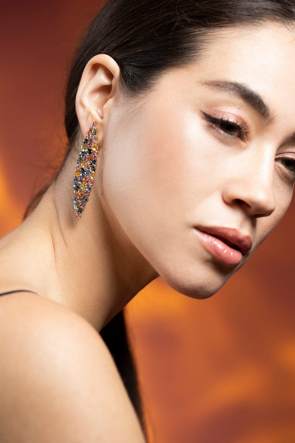 SUTRA-Multi Sapphire Earrings-YELLOW GOLD