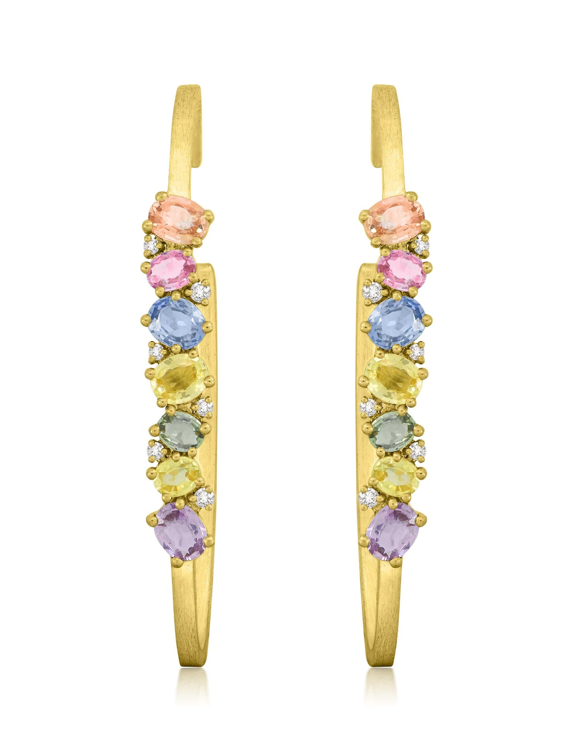 SUTRA-Multi Sapphire Earrings-YELLOW GOLD