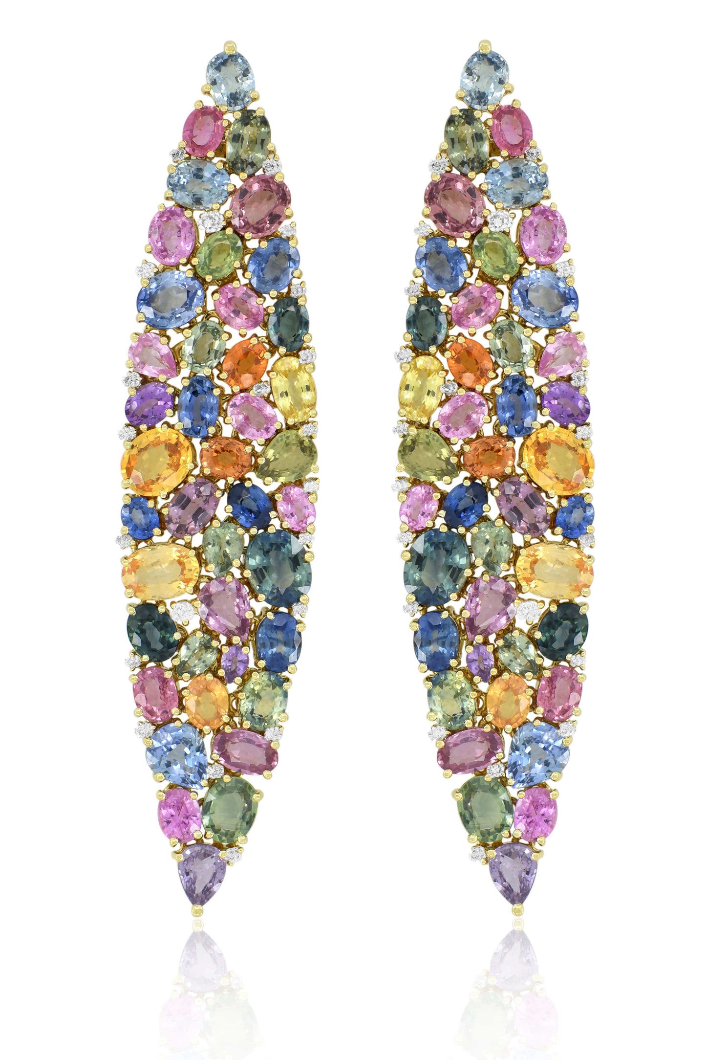 SUTRA-Multi Sapphire Earrings-YELLOW GOLD