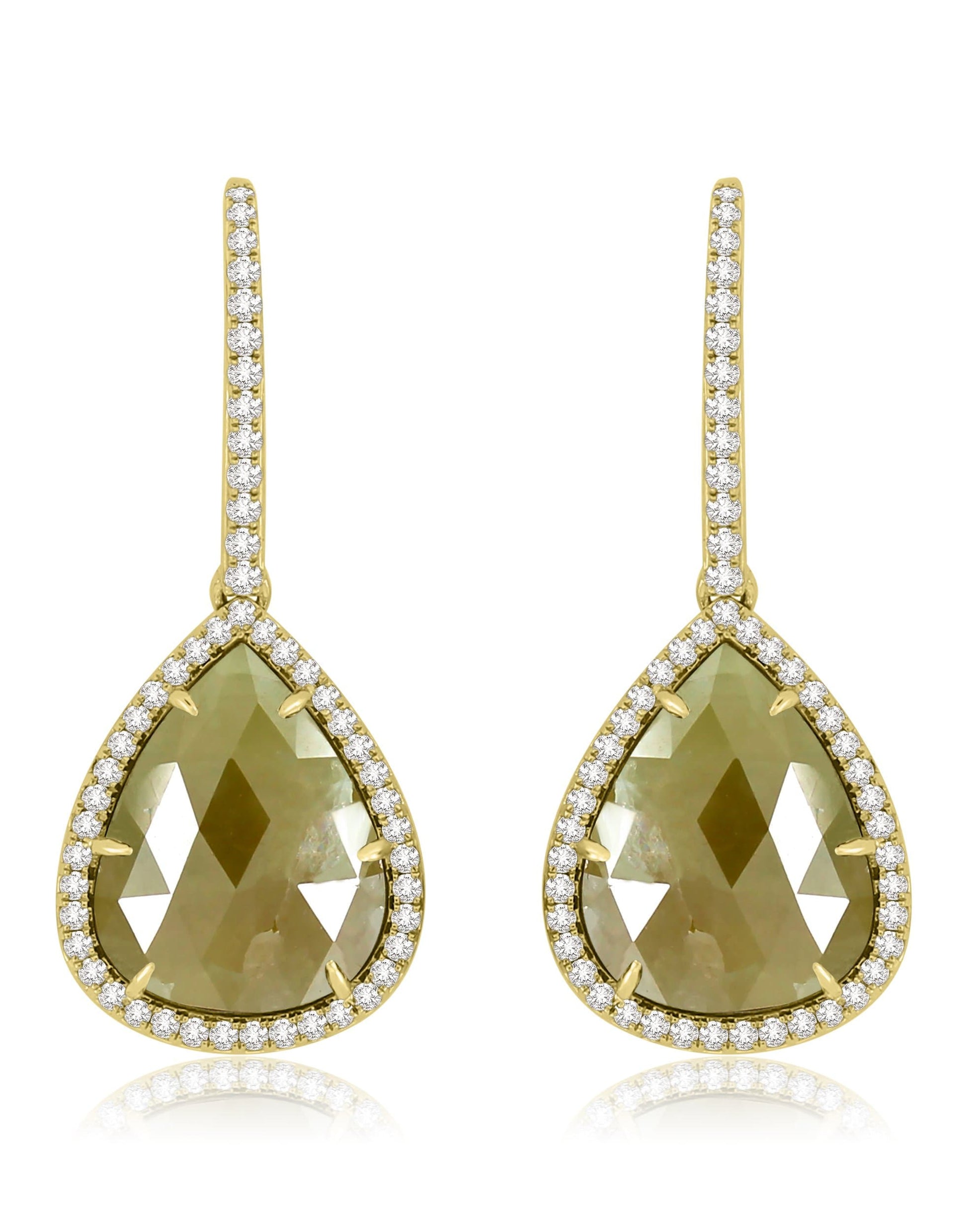 SUTRA-Rough Cut Diamond Drop Earrings with Pave-YELLOW GOLD