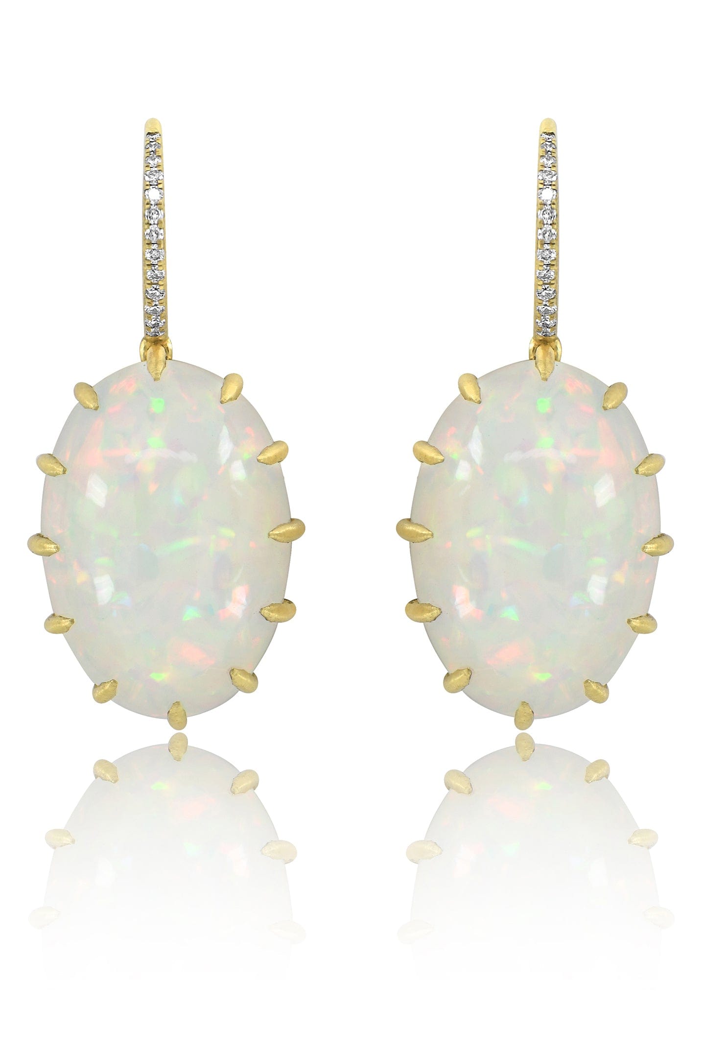 SUTRA-White Opal Drop Earrings-YELLOW GOLD
