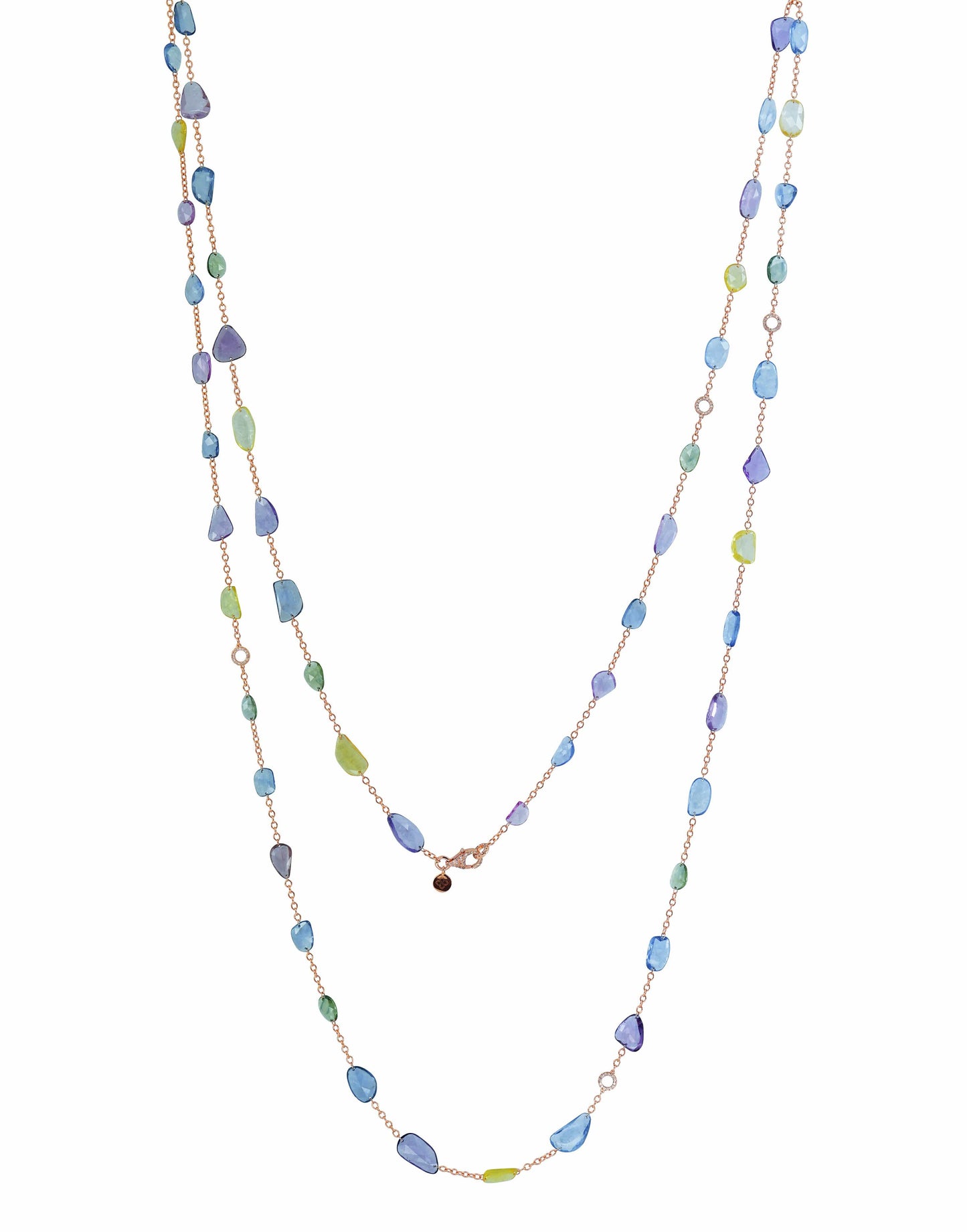 SUTRA-Multi Sapphire & Diamond Necklace-ROSE GOLD
