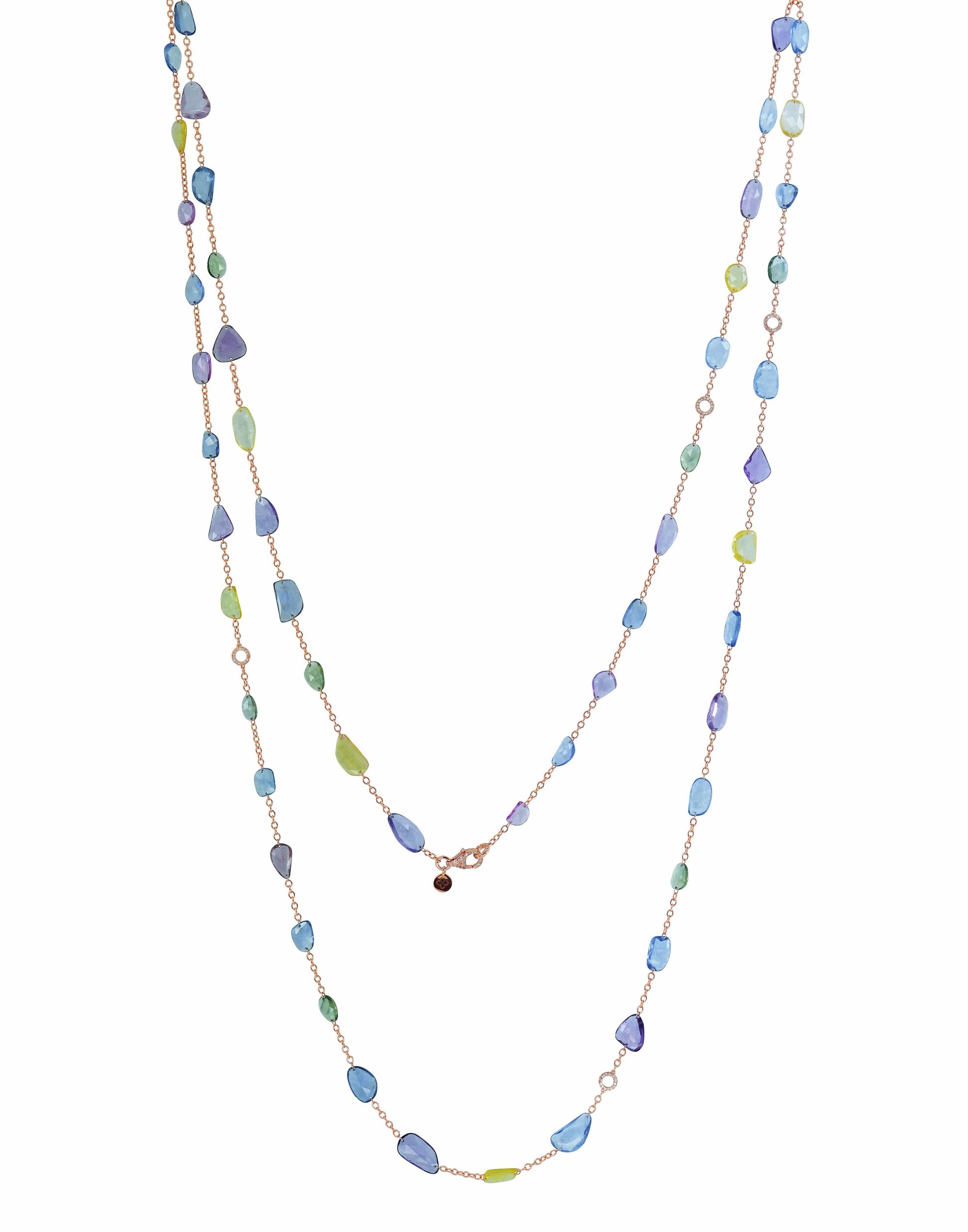 SUTRA-Multi Sapphire & Diamond Necklace-ROSE GOLD