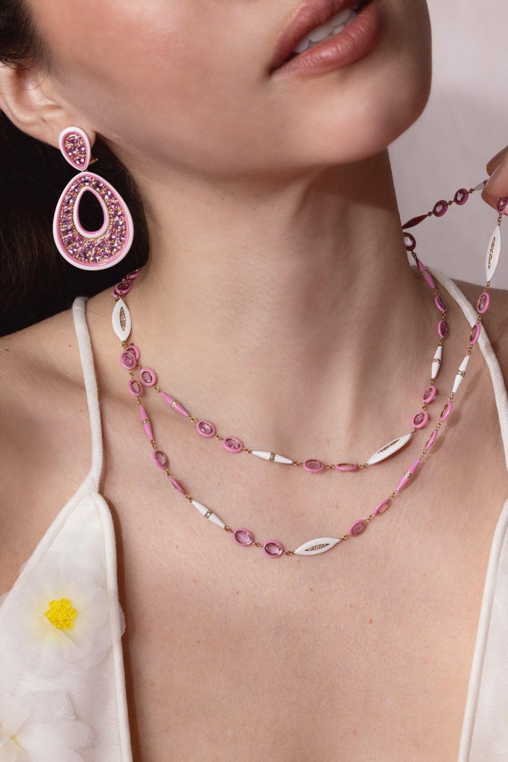 SUTRA-Pink Sapphire Ceramic Necklace-ROSE GOLD