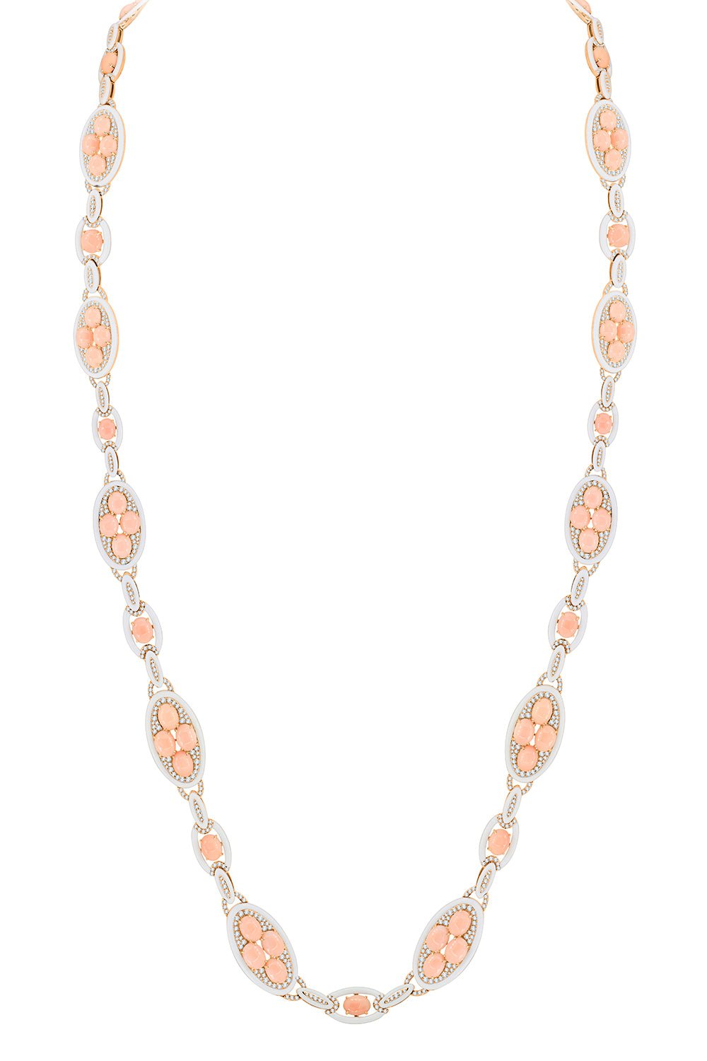 SUTRA-White Ceramic Pink Opal Necklace-ROSE GOLD