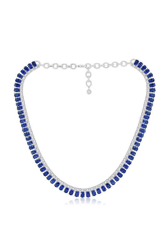 Blue Sapphire Statement Necklace-WHITE GOLD-JEWELRYFINE JEWELNECKLACE O-SUTRA