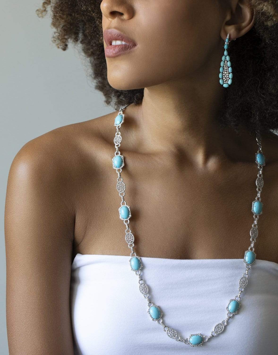 SUTRA-Turquoise & Diamond Necklace-WHITE GOLD
