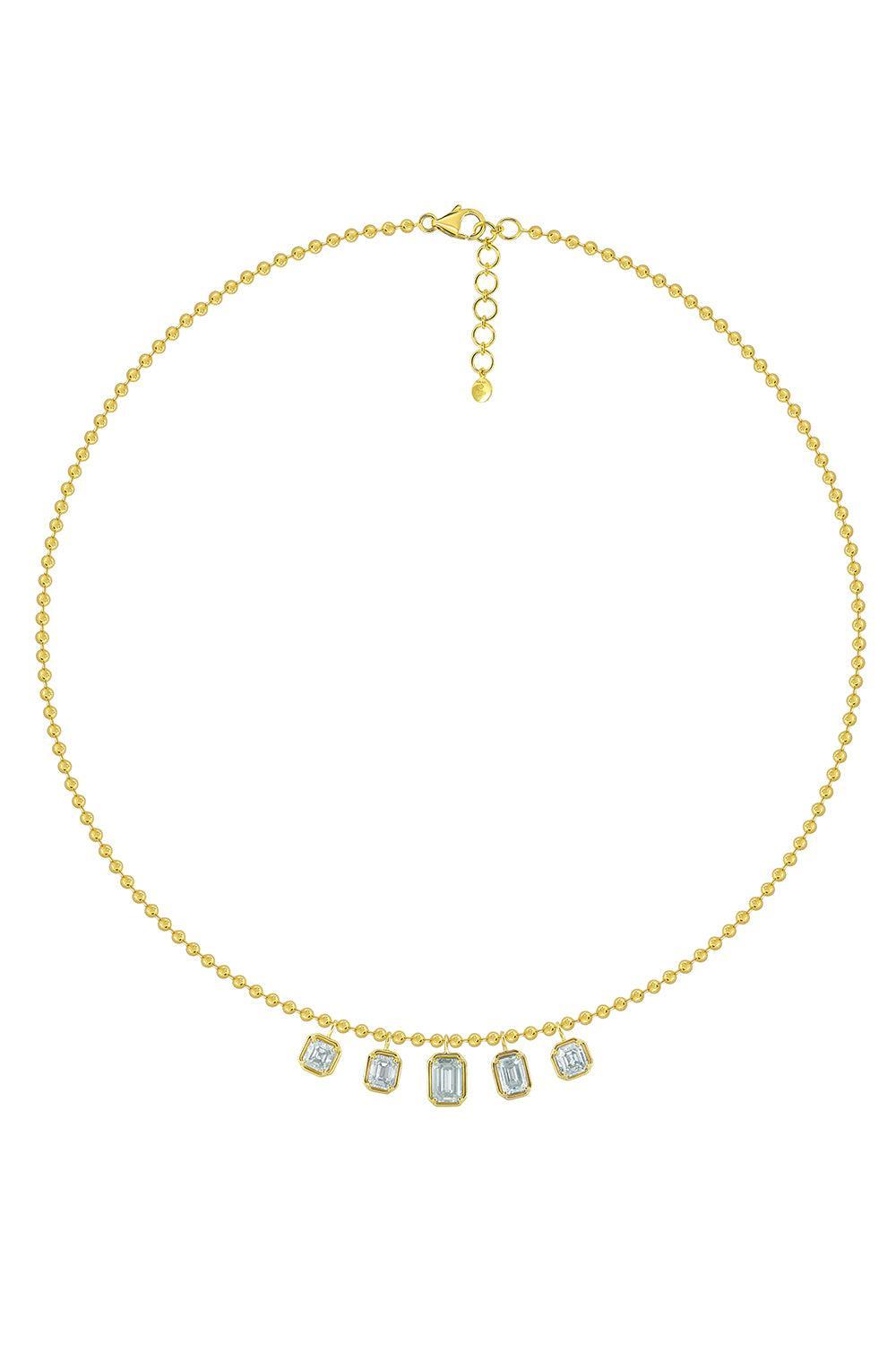 Five Diamond Drop Pendant Necklace-YELLOW GOLD-18-JEWELRYFINE JEWELNECKLACE O-SUTRA