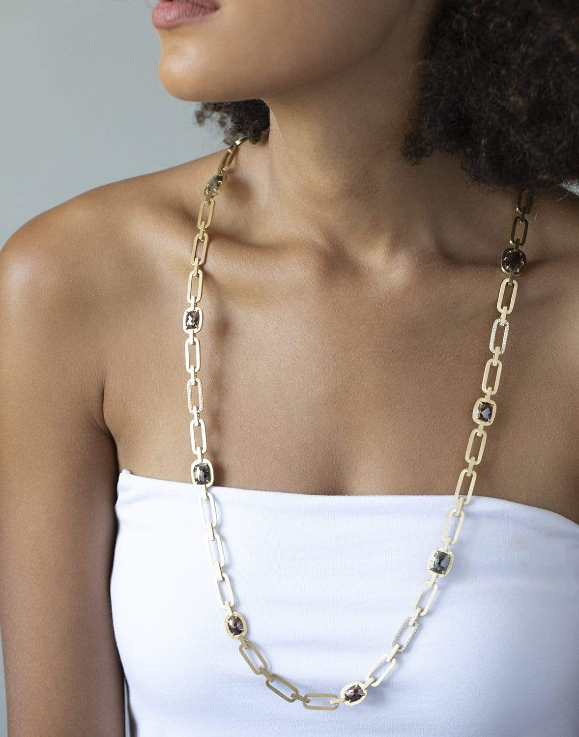 SUTRA-Rough Cut Diamond Necklace-YELLOW GOLD