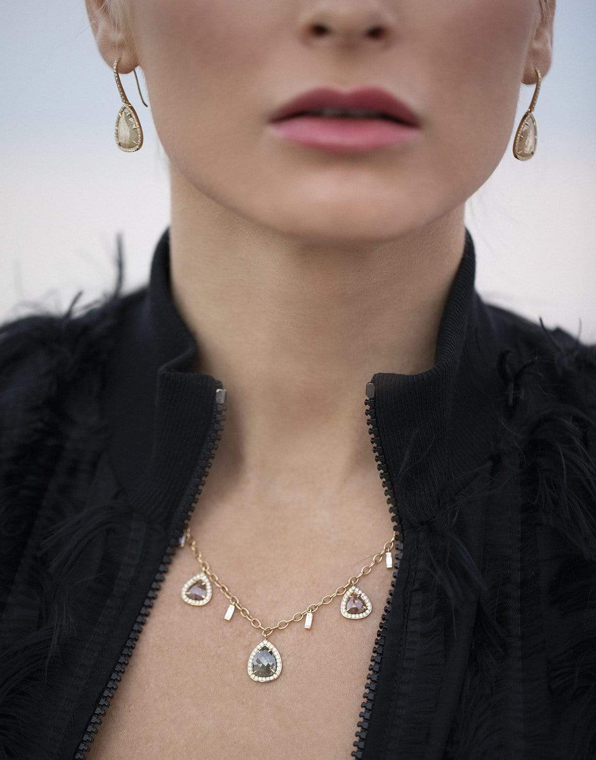 SUTRA-Rough Cut Diamond NWL Necklace-YELLOW GOLD