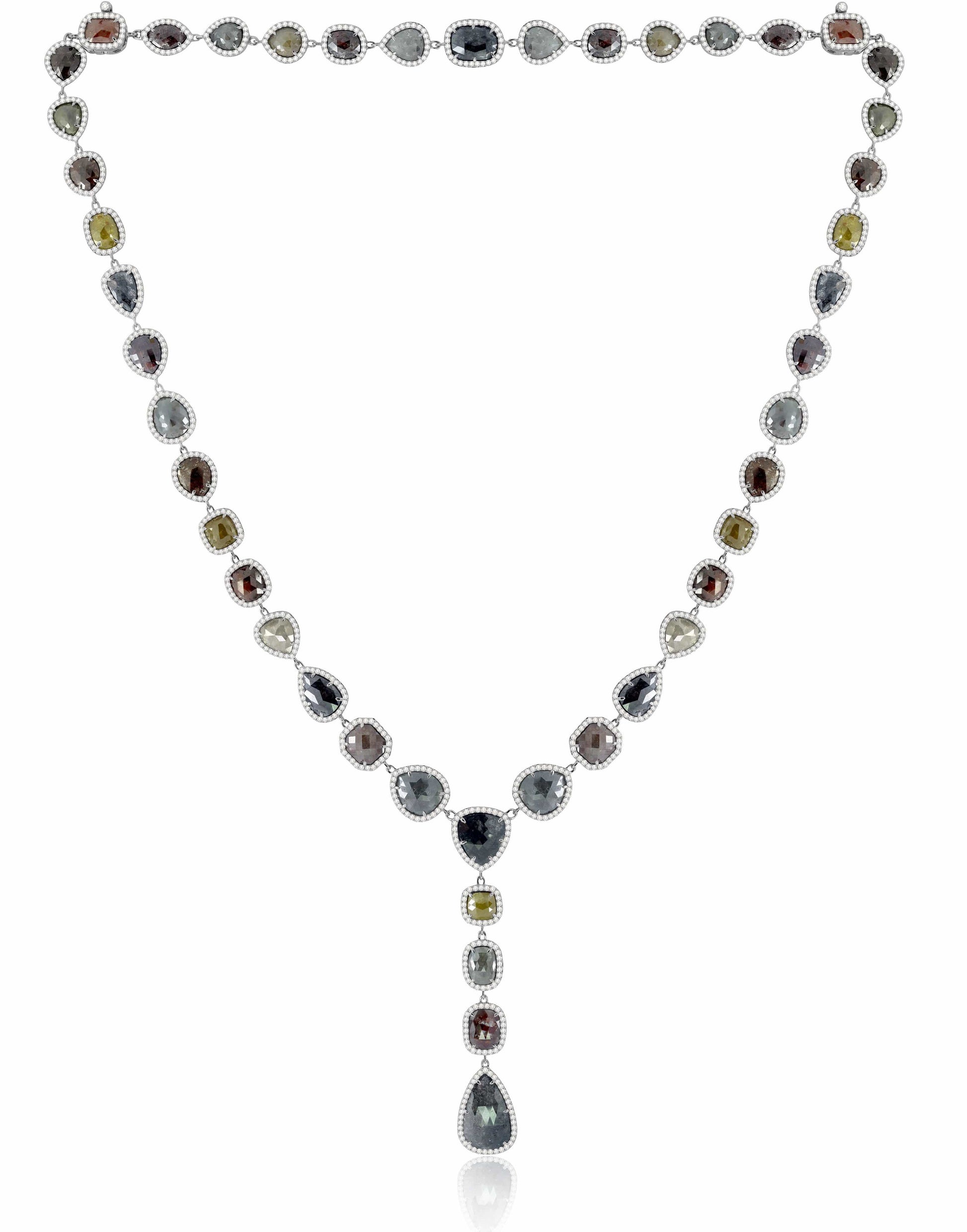 SUTRA-Rough Cut Diamond Y Necklace-YELLOW GOLD